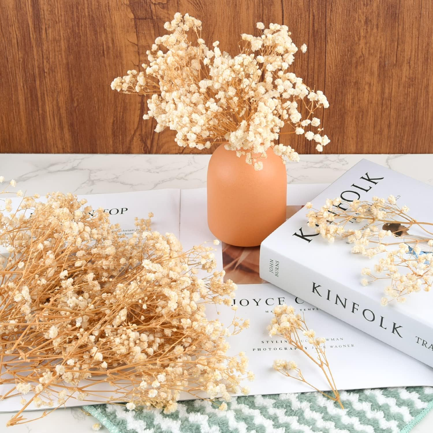 70Pcs Mini Dried Baby'S Breath Flowers 4000+Natural Bulk Flowers Real Flowers Pressing Floral Dried Flowers Pressed Gypsophila Bouquet for Hair Accessory Wedding Card Making (Ivory White) - Pink image number 3