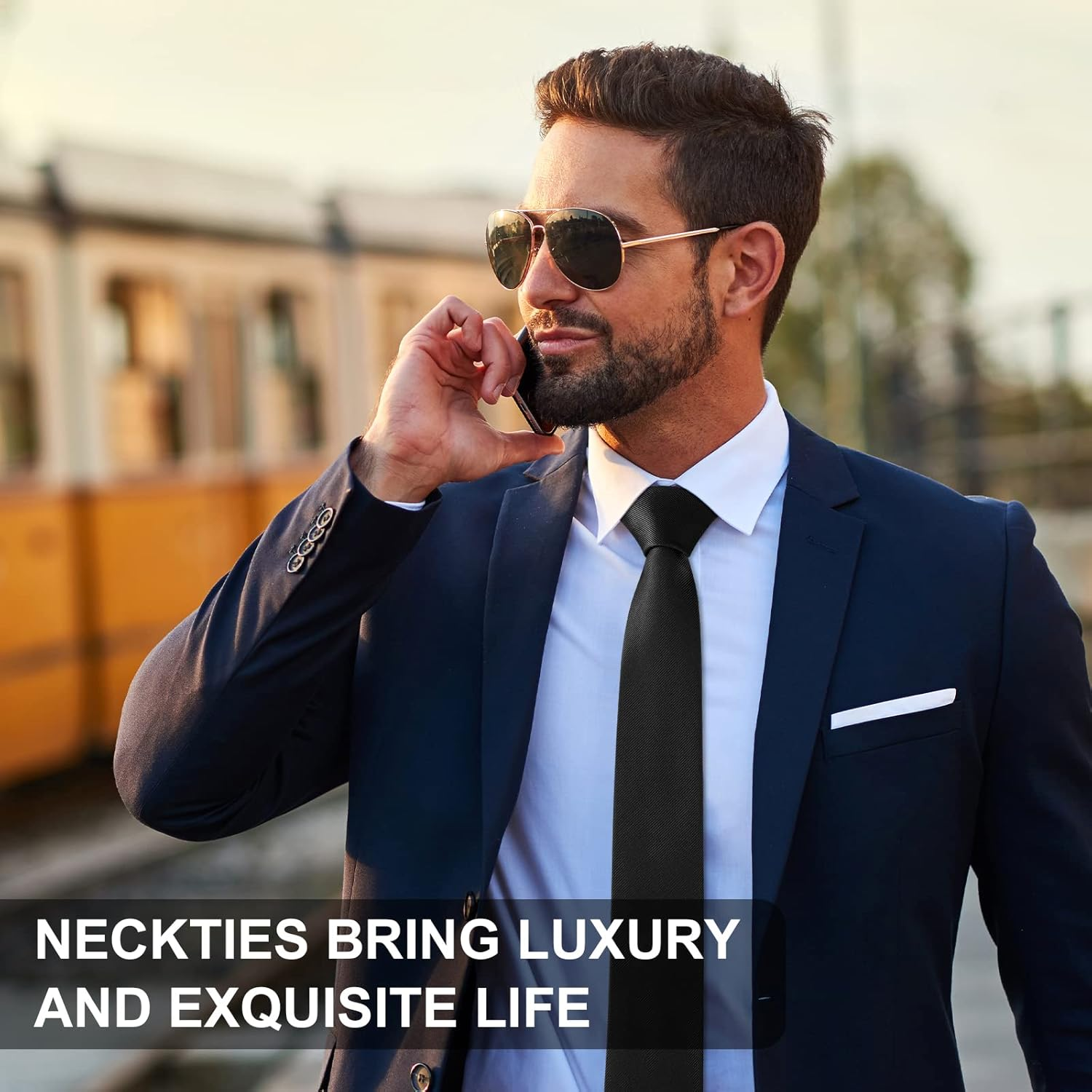 URAQT Men Ties, Classic Men'S Solid Color Necktie, Premium Pure Color Skinny Necktie with Multiple Colors image number 1