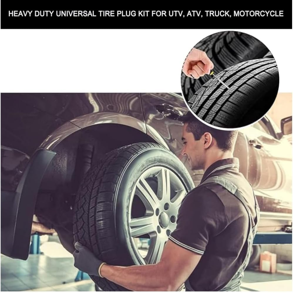 7 PCS Car Quick Tire Repair Tool Set, Vacuum Tire Thread Drill Fork Drill Tire Repair Tape Anti-Slip Dispensing Gloves Accessories, Portable Repair Parts, for Cars, Truck, Motorcycle image number 5