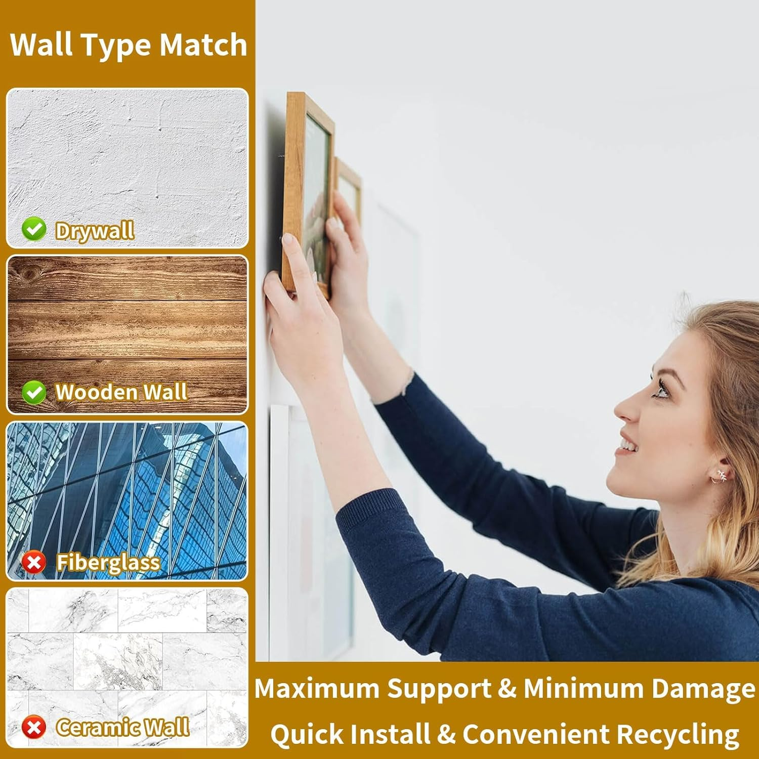 Picture Hanging Kit, Heavy Duty Frame Mirror Picture Hanging Hooks, 75Lb/40Lb/30Lb/20Lb/10Lb Picture Hangers with Wall Nails, Hanging Wire, Saw Tooth, D Ring, Screw Eyes and Level for Wall Mounting image number 1