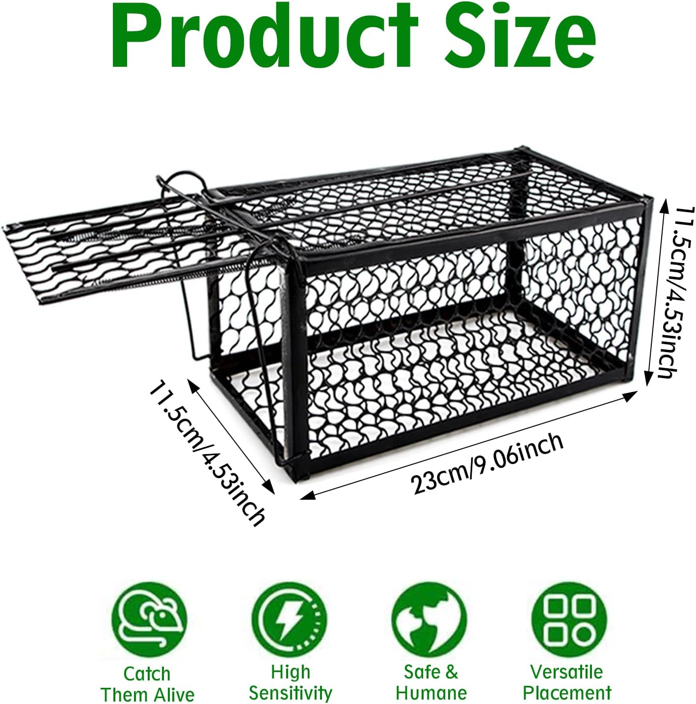 Humane Live Animal Trap Cage for Mice Rats Voles Chipmunks Hamsters Rodents - Safe Catch & Release Reusable Rodent Trap for Indoor Outdoor Far Pest Control - Small Medium Critter Cage Trap (2)