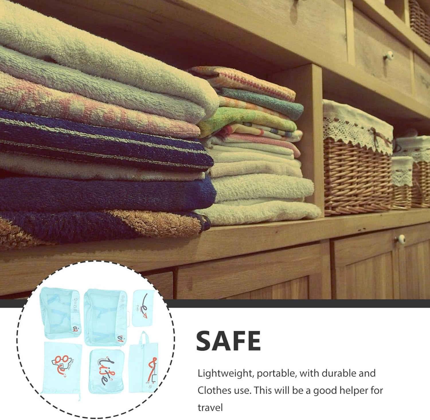 NOLITOY 1Set Travel Packing Cubes Lightweight Organizers for Suitcase Storage for Clothes Shoes and Toiletries image number 1