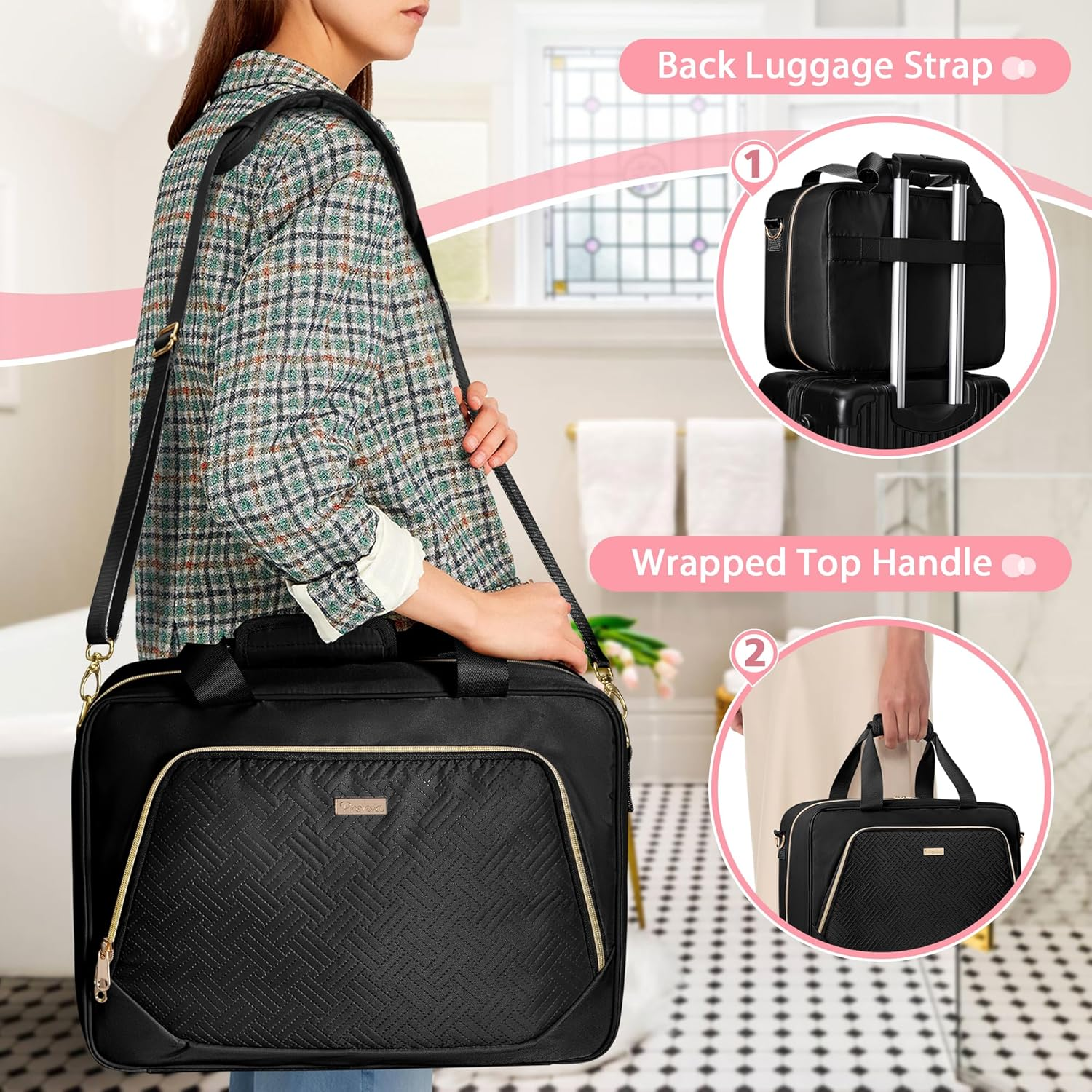 Prokva Extra Large Toiletry Bag for Women with 4 Individual Cases, Black, Classic