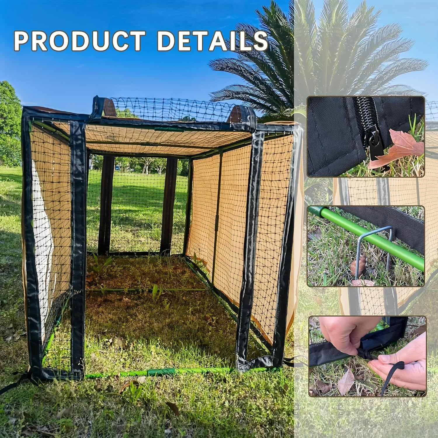 Movable Chicken Fence with Waterproof Cover, 4.13 X 2.17 X 2.17 Ft Pe Small Animal Enclosure for Chickens, Ducks, Rabbits and Small Animals, Indoor and Outdoor Use image number 3