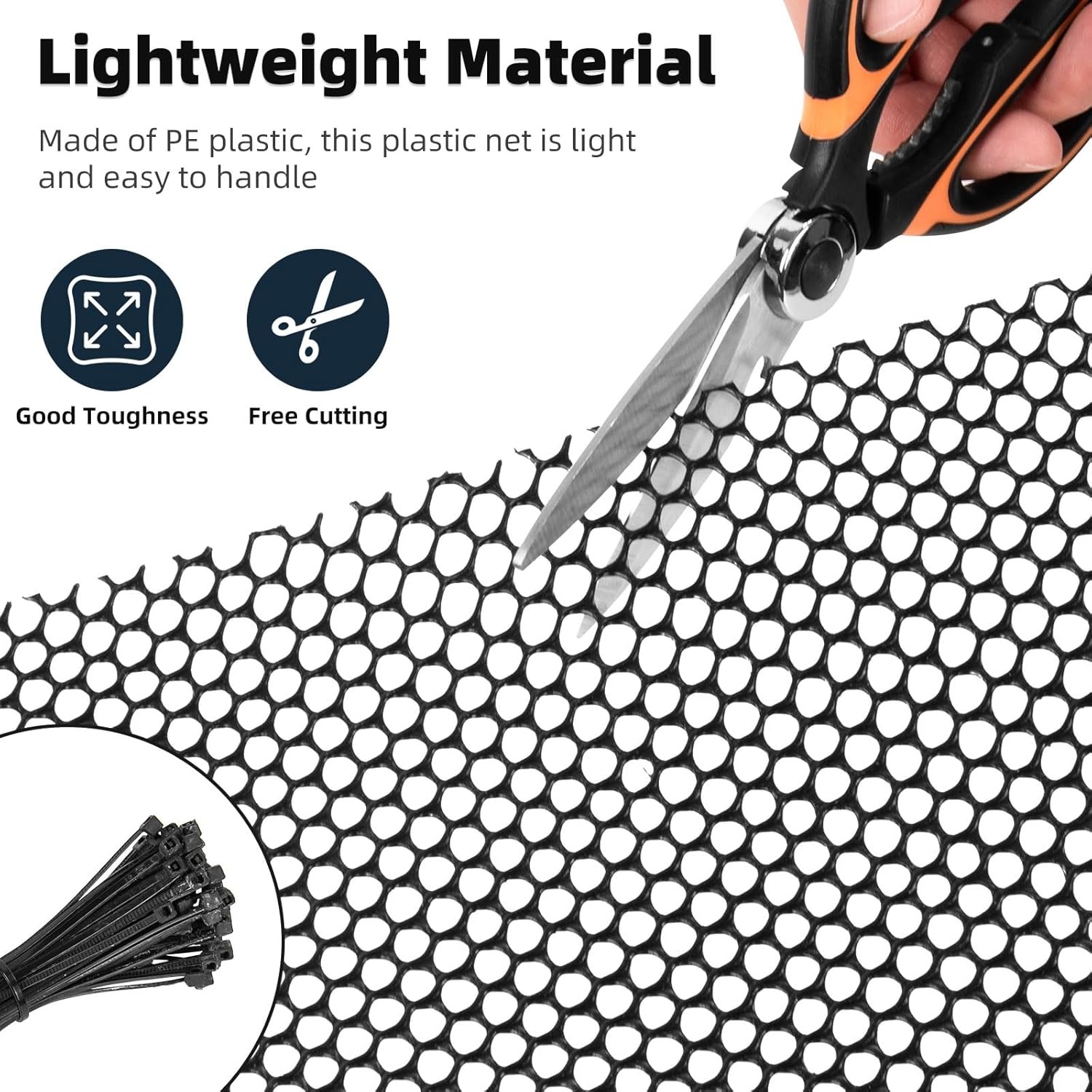 Chicken Wire Mesh Roll with 100 Pcs Fixed Straps, Heavy Duty Garden Plastic Fencing Net, Durable Rust-Proof Poultry Breeding Fence & Temporary Yard (40Cm X 12M (8Mm Holes)) image number 1