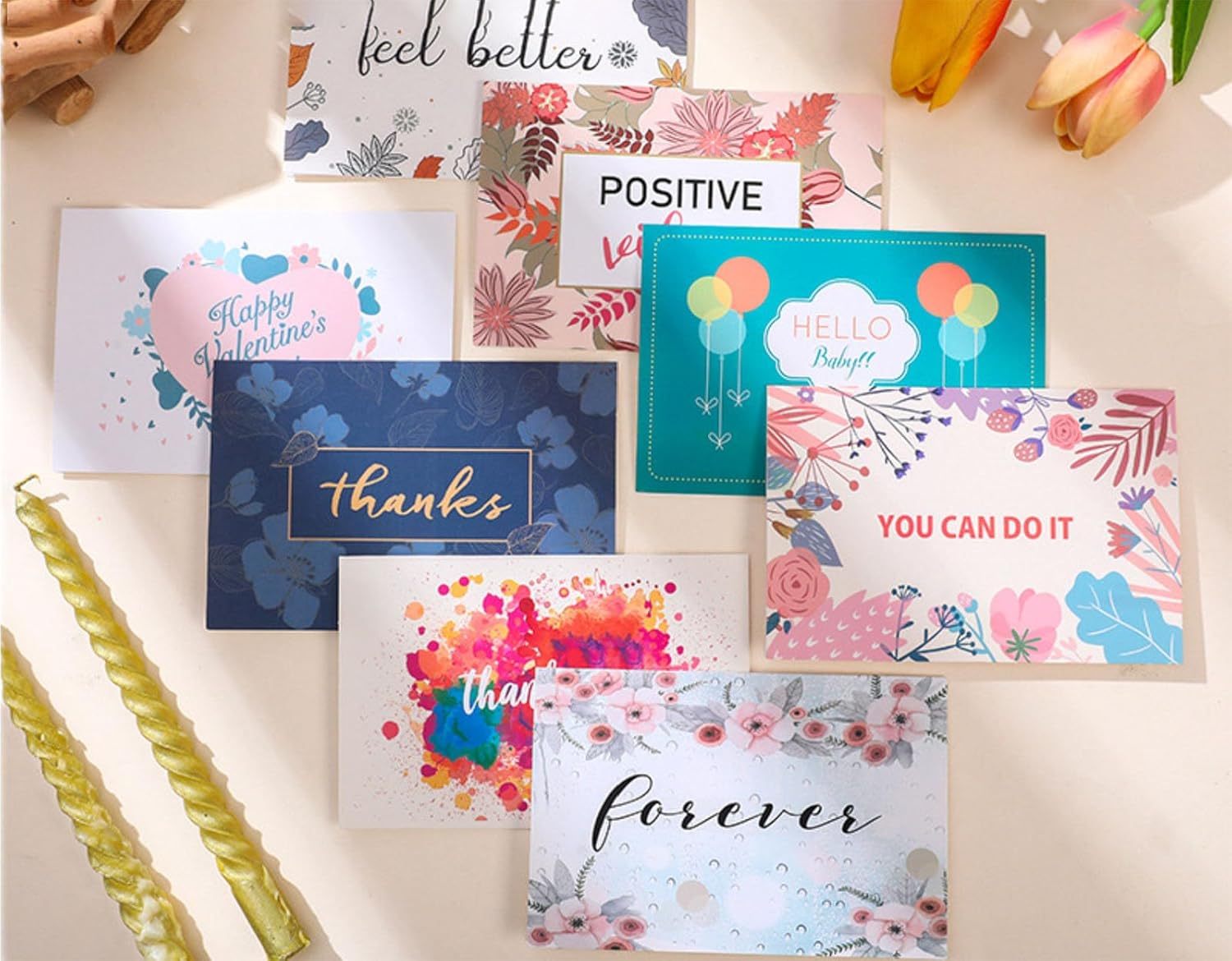40PCS All Occasion Greeting Cards Assortment, 10 * 15CM Greeting Card Set with Envelopes, Birthday Cards Thank You Cards Friendship Encouragement Cards Anniversary Wedding Cards image number 2