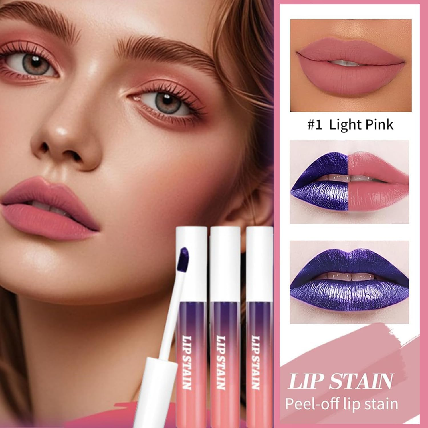 3-Piece Peel off Lip Stain Set, Long Lasting Matte Lip Tattoo, Peel off Lipstick Lip Liner Waterproof Colours Change Lip Gloss Transfer Proof Natural Makeup Stain Kit image number 6