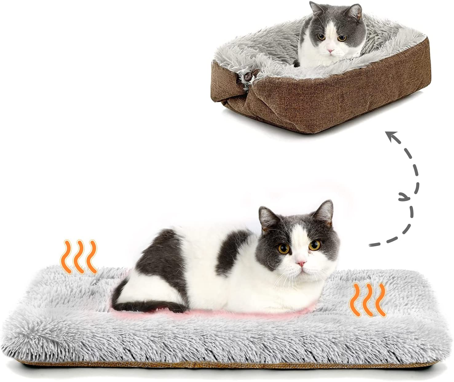 HDLKRR Cat Bed Small Dog Bed, Self Warming Cat Beds Self Heating Cat Dog Mat, Extra Warm Thermal Pet Pad for Indoor Outdoor Pets, Calming Dog Crate Bed Pet Cushion, 23.6X19.7Inch