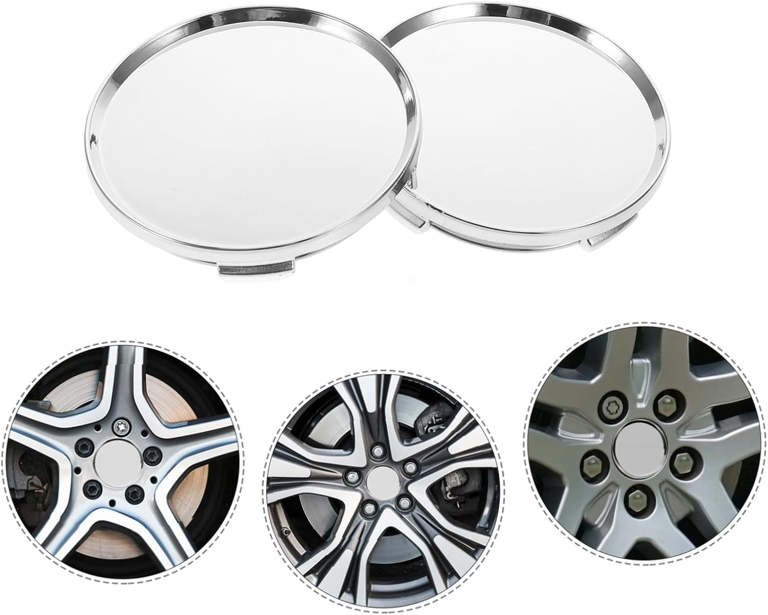 Healifty 2Pcs 63Mm Silver Universal Car Wheel Center Hub Caps Replacement Rim Covers for Automotive Tire Hubcap Accessories image number 4