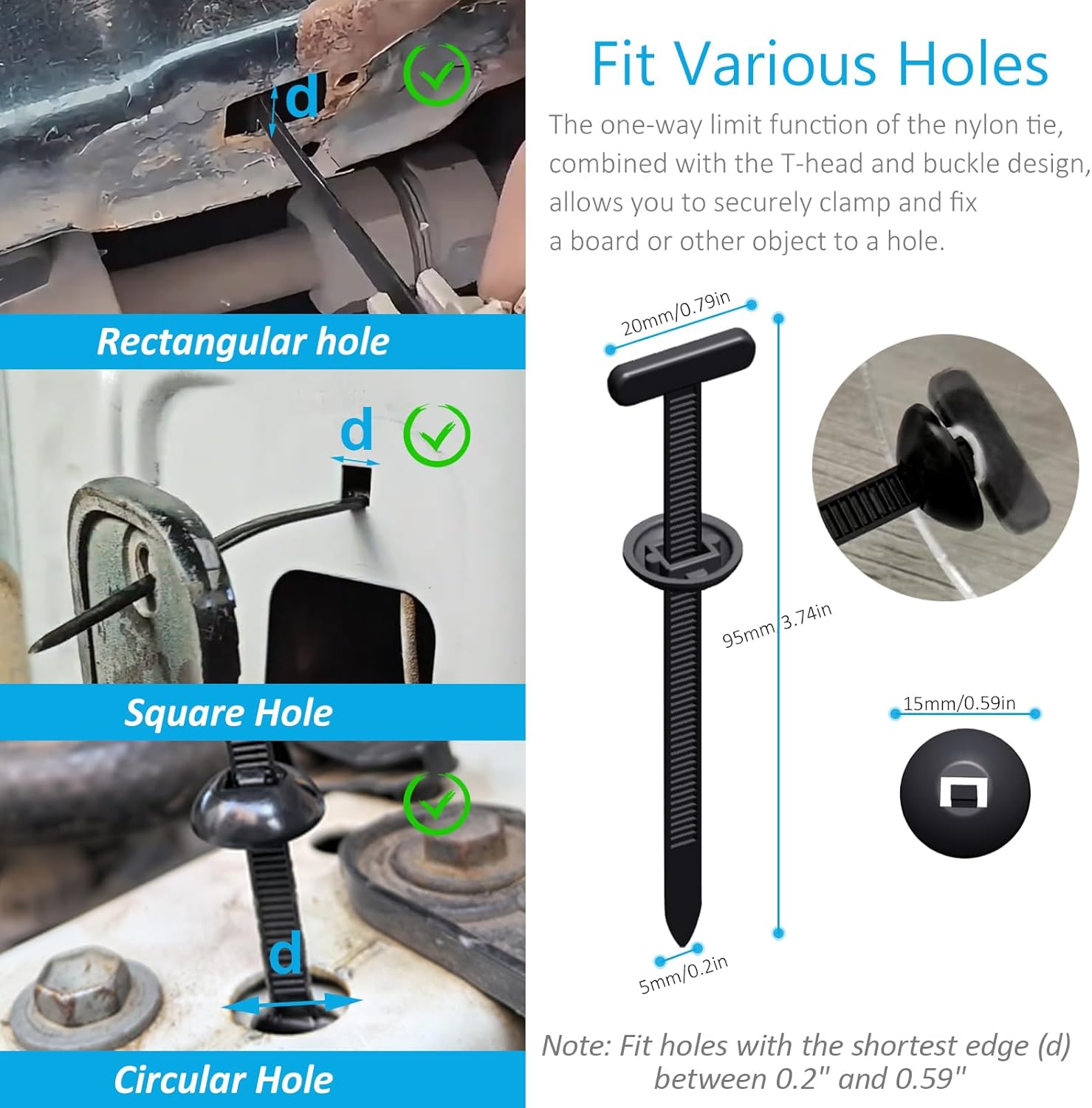 2026 Upgraded Nylon Universal Cable Tie Buckle, Heavy Duty Self-Locking Rivet Zip Ties, Multifunctional Cable Tie Buckle for Car Daily Repair, Home, Office, Garden, Workshop(30Pcs) image number 3