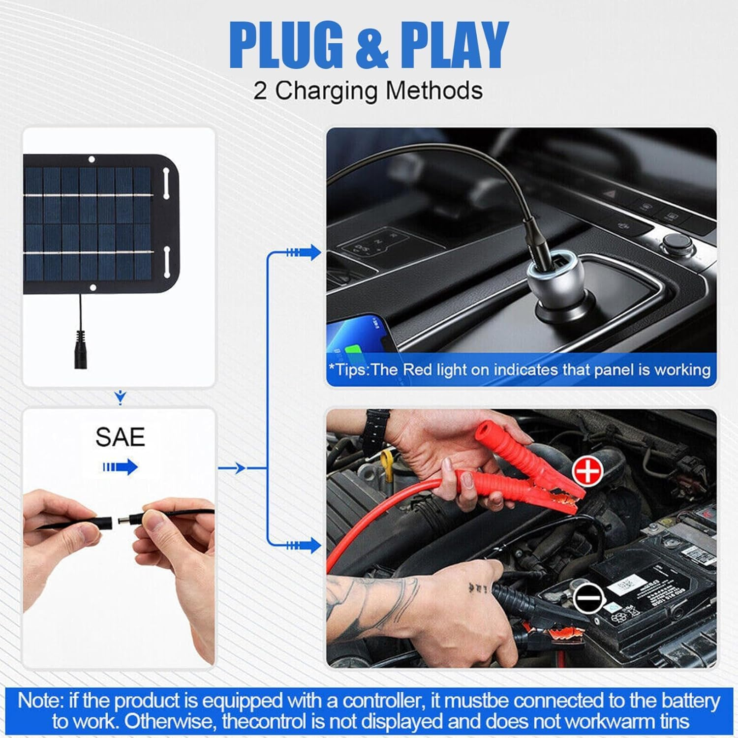 Solar Panel Kit, 30W 12V Solar Panel Charge Kit with 10A Solar Charge Controller Polycrystalline Silicon Solar Panel Starter Kit for 12V Car RV Boat Marine Trailer image number 6