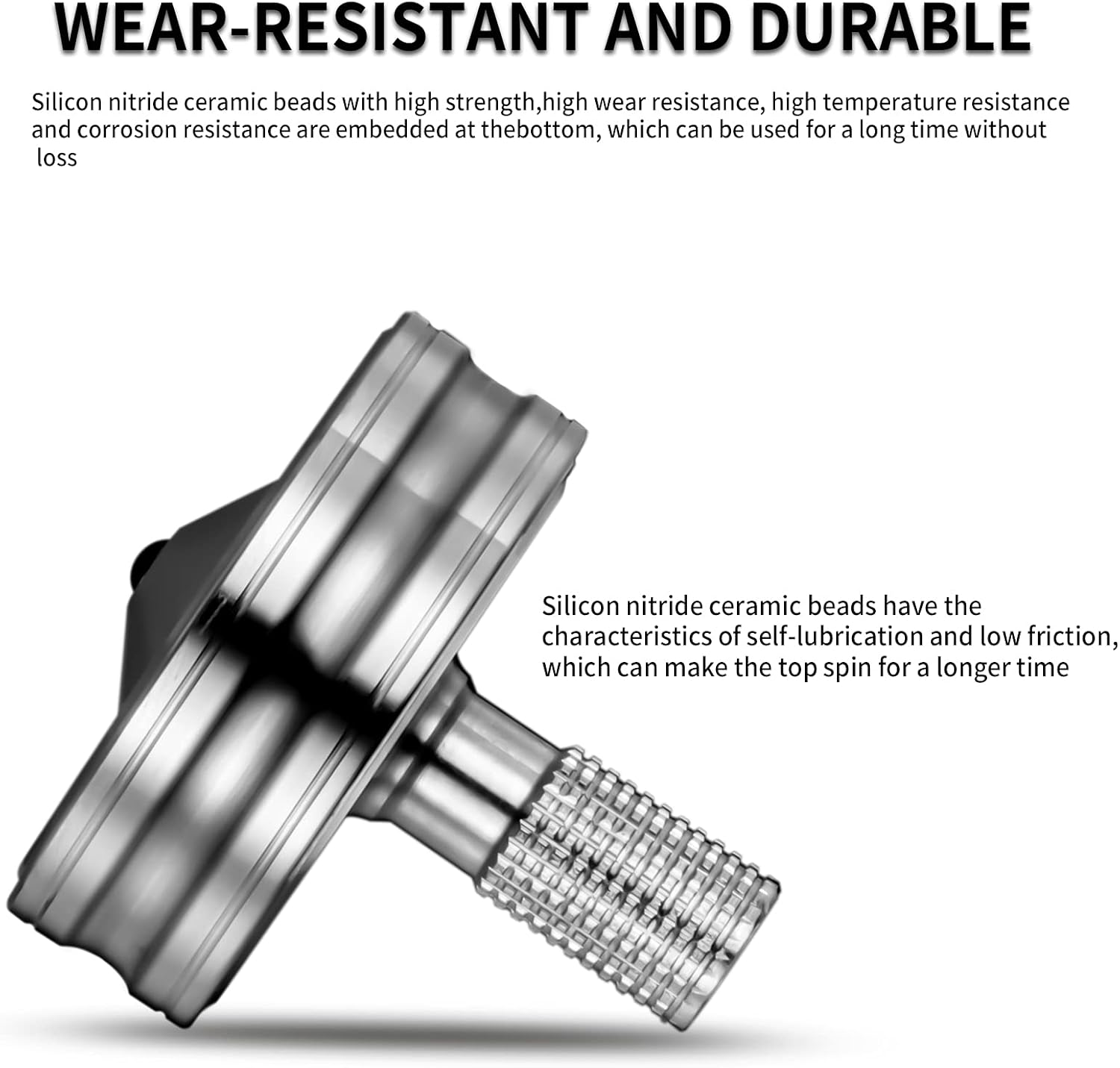 Premium Stainless Steel Spinning Top, Great CNC Machined Made, Perfectly Balanced, Spin Long Time, Easy to Twirl, Time Killer, Kinetic Desktop EDC Fidget Toys (M, Silver) image number 2