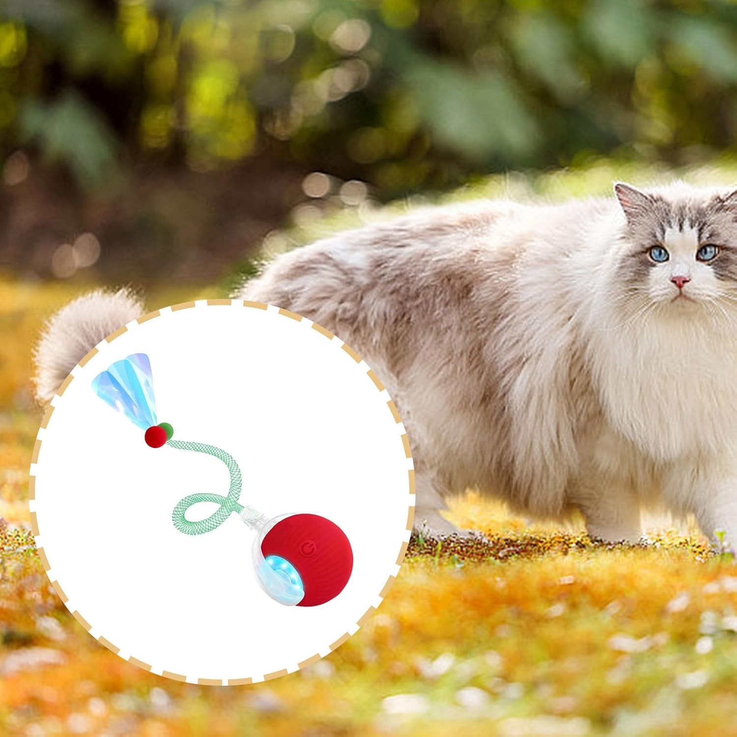 Cat Ball Toy | Automatic Smart Kitten Toys with Elastic Mesh Tail - Pet Games for Mental Stimulation Exercise Training Hunting Simulation Scratching Post Floor