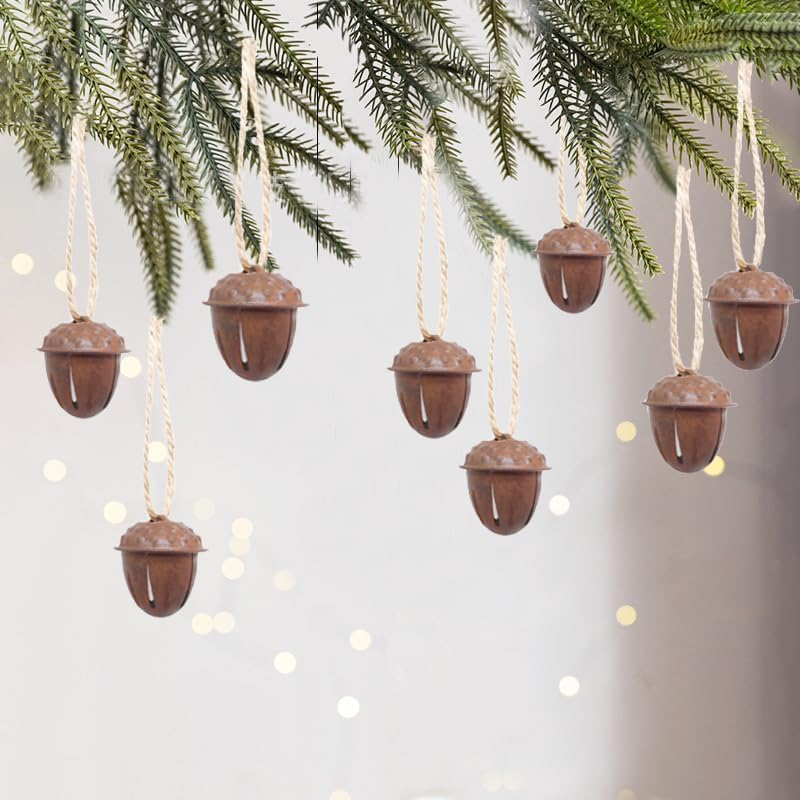 20 Pc Country Primitive Rusty Acorn Jingle Bells Rustic Farmhouse Home Decor for Christmas Crafting Autumn (Rusty Acorn Bells) image number 2