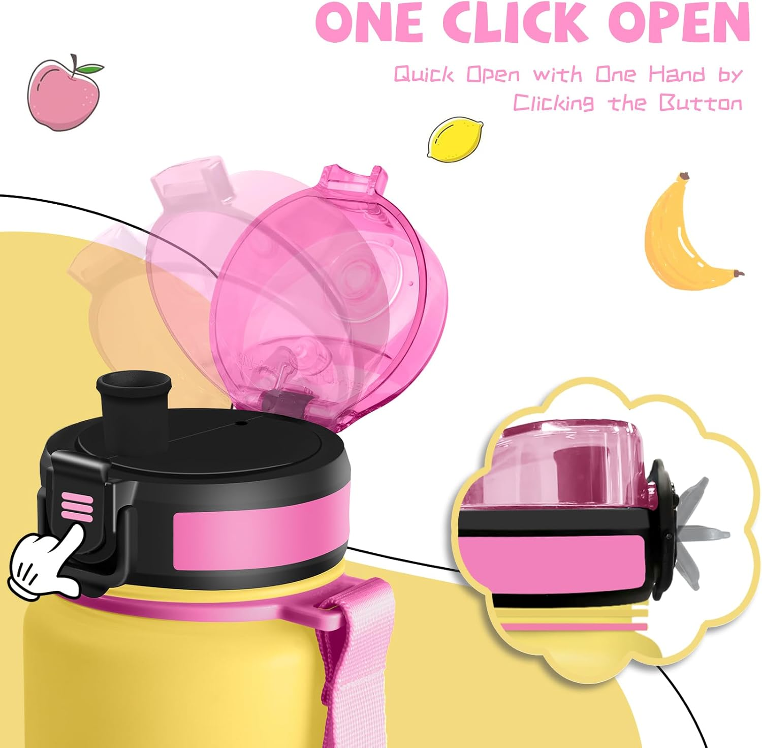 Water Bottle, 500 Ml Children'S Water Bottle, Easy to Clean, Water Bottle with Time, Water Bottle with Time Marking, Leak-Proof, Adult Drinking Bottle for School, Camping, Outdoor