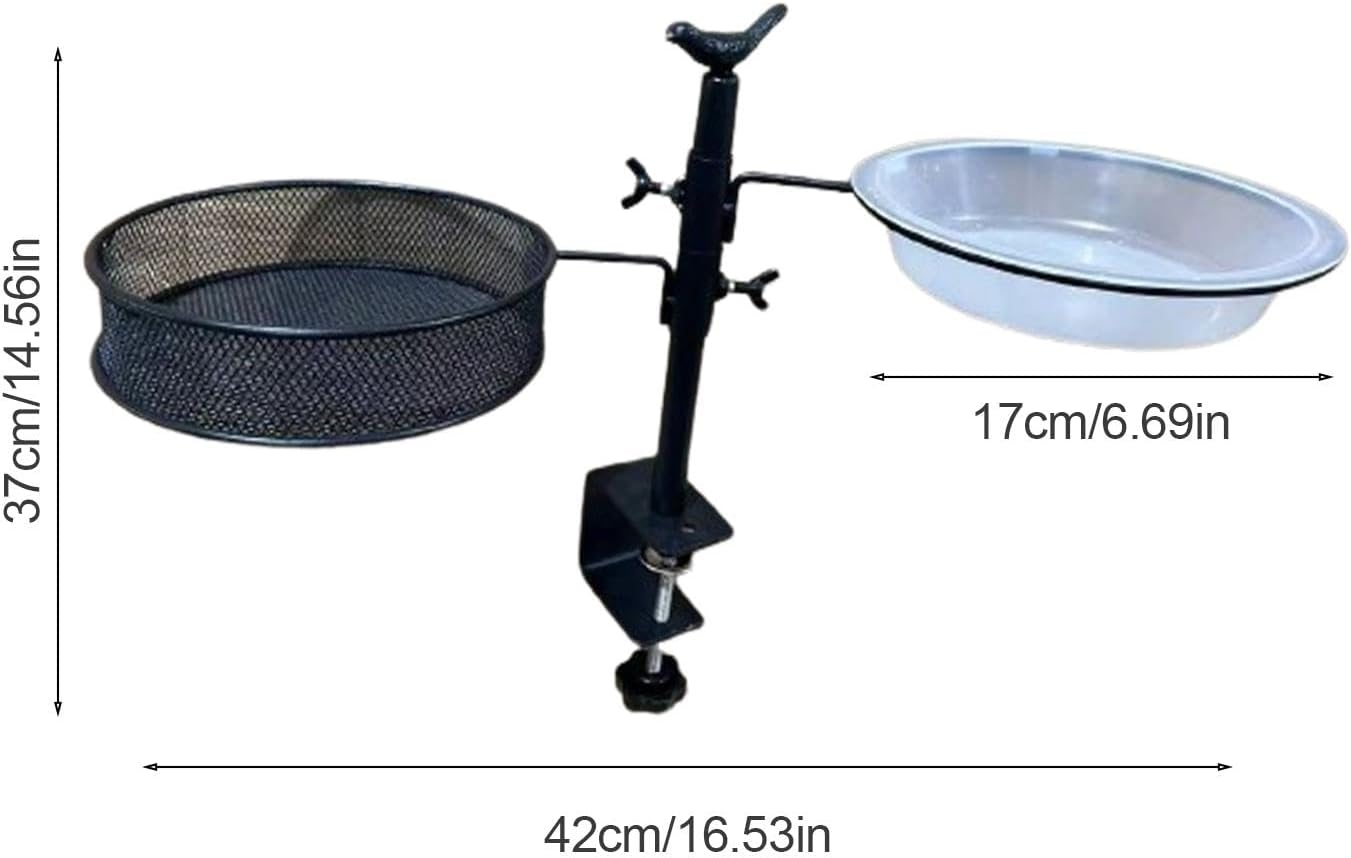 Kezvmhy Deck Handrail Bird Feeder, Deck Bird Feeder, Adjustable Deck Mounted Bird Water Bowl - Bird Feeding Field, Flowerpot Stand, 360 Degree Rotatable Attracting Birds image number 6