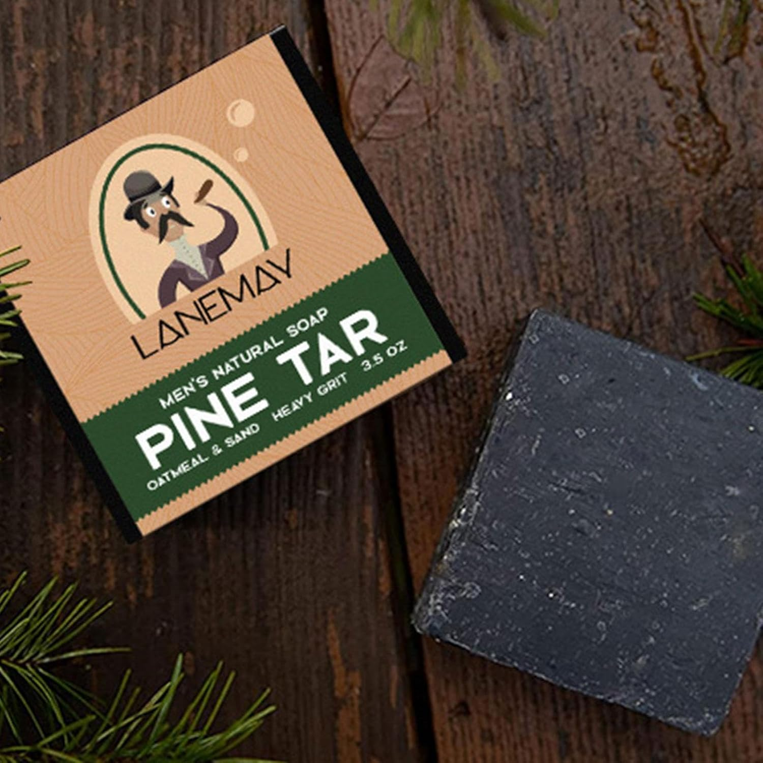 Pine Tar Soap | Natural Bar Soap for Men,Cold Process Pine Tar Soap for Men, Handmade Natural Bar Soap for Men for Skin Dirt and Oil Fulenyi image number 6