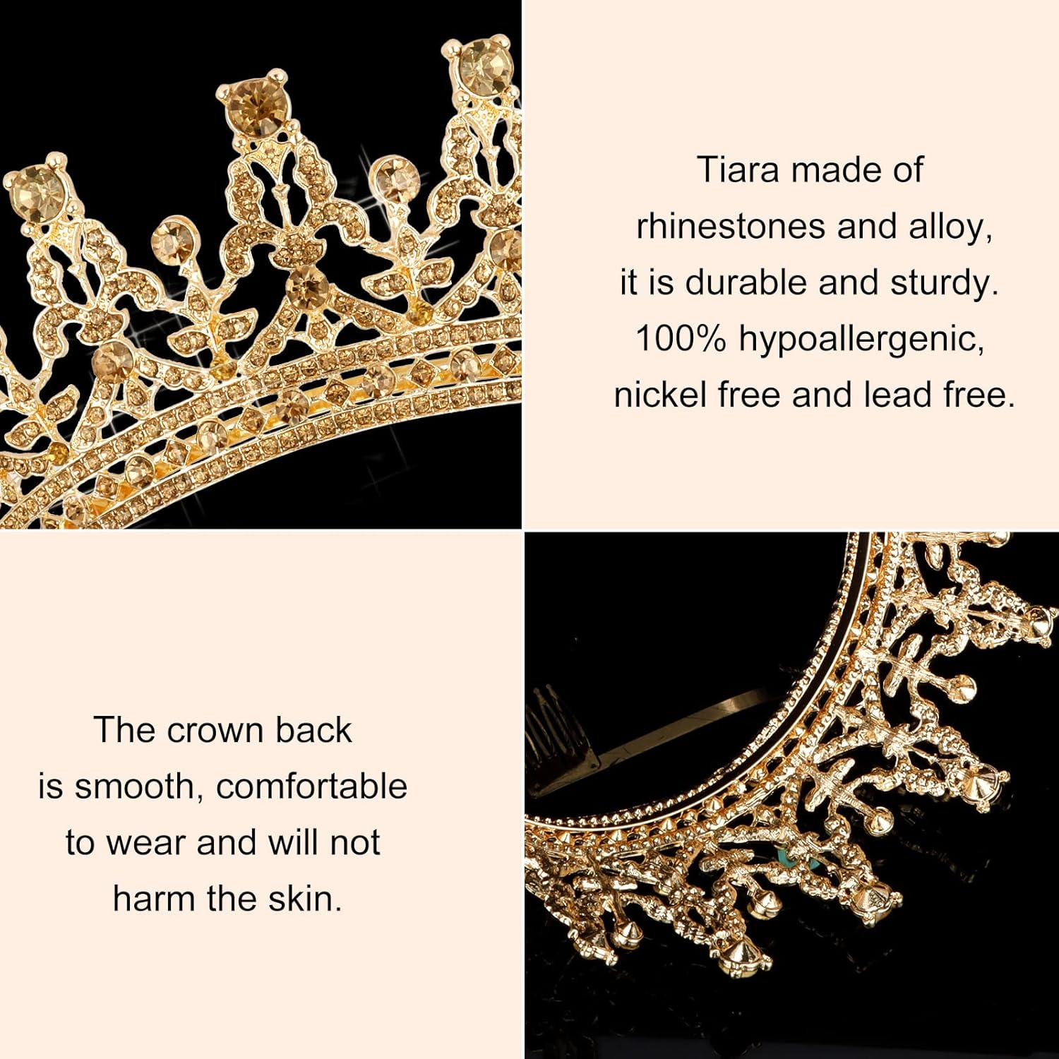 COCIDE Gold Tiara for Women Crystal Crown for Women Rhinestones Queen Princess Hair Accessories for Bride Wedding Birthday Party Bridesmaids Bridal Prom Halloween Costume Cosplay Christmas Gift - 3 image number 3