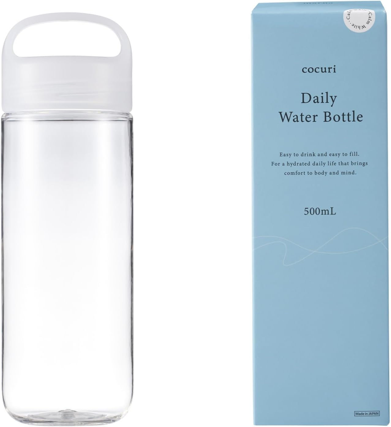 Marna Daily Water Bottle, 16.9 Fl Oz (500 Ml) (Washerless) Smooth Mouth Feel like Glass (Lightweight/Dishwasher Safe), Water Bottle, Drink Bottle (Made in Japan, Easy to Clean), Spring Blue K795B