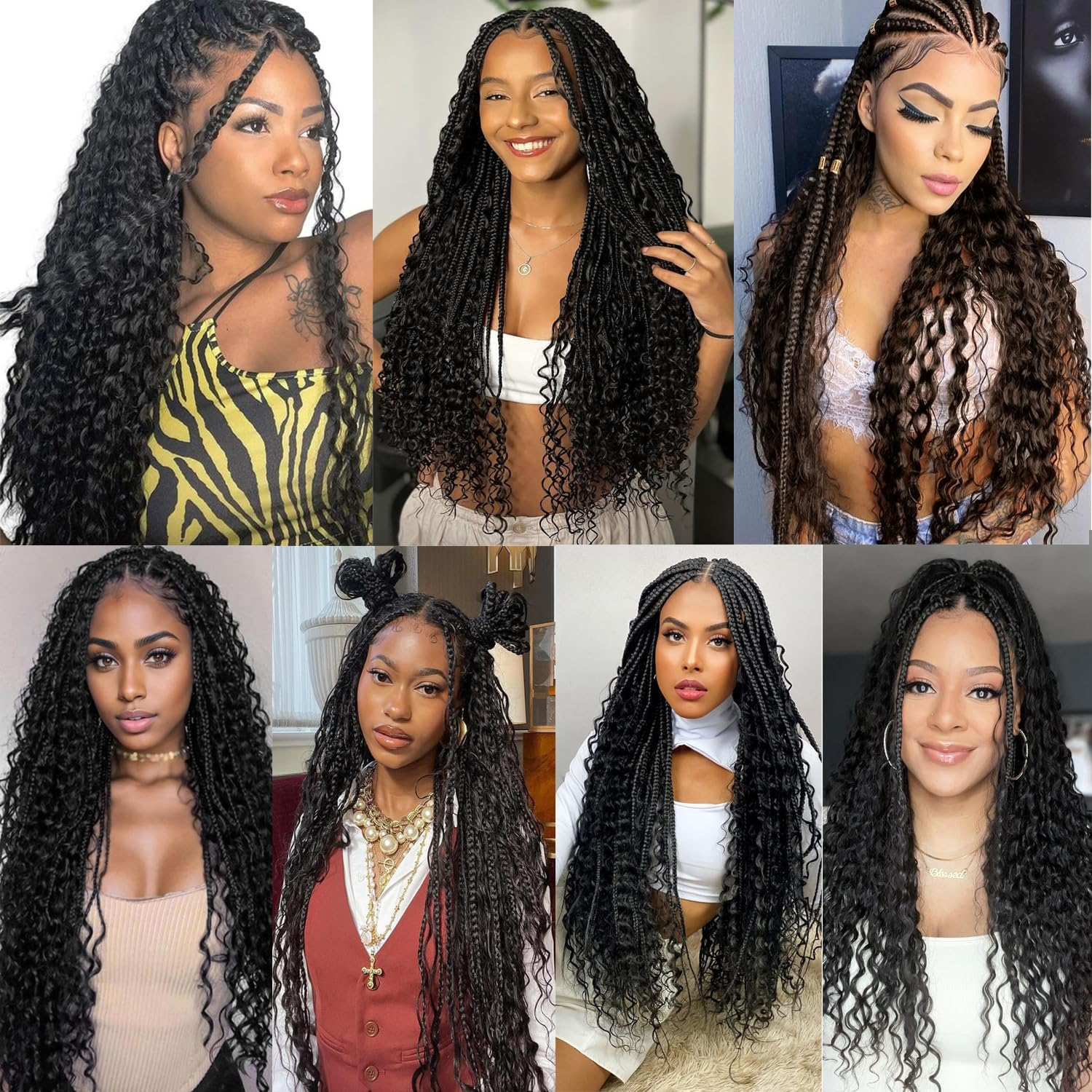 Mscat 24 Inch Ocean Wave 3Pack Crochet Hair Extexsions Long Braids Deep Wave Synthetic Hair Curly Braiding Hair for Black Women 1B# image number 2