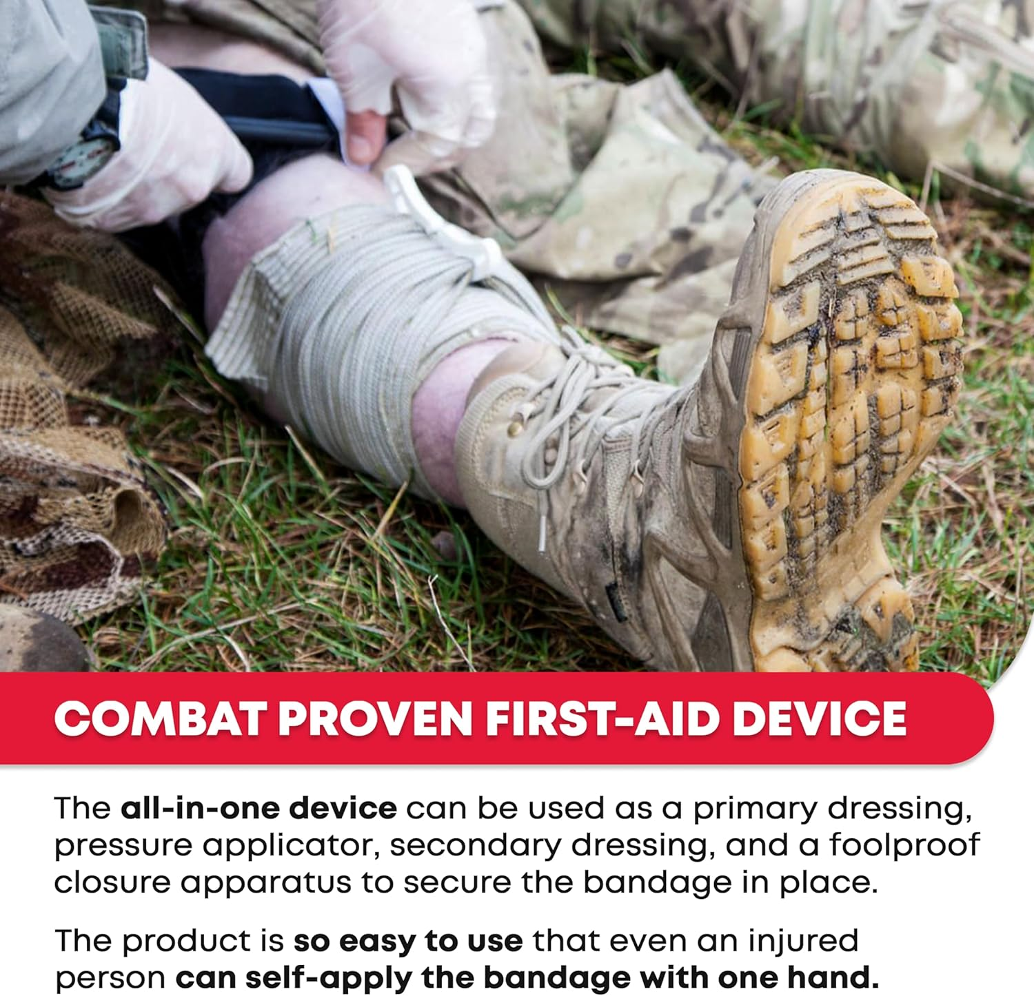 Israeli Bandage Battle Dressing First Aid Compression Bandage, 6 Inch