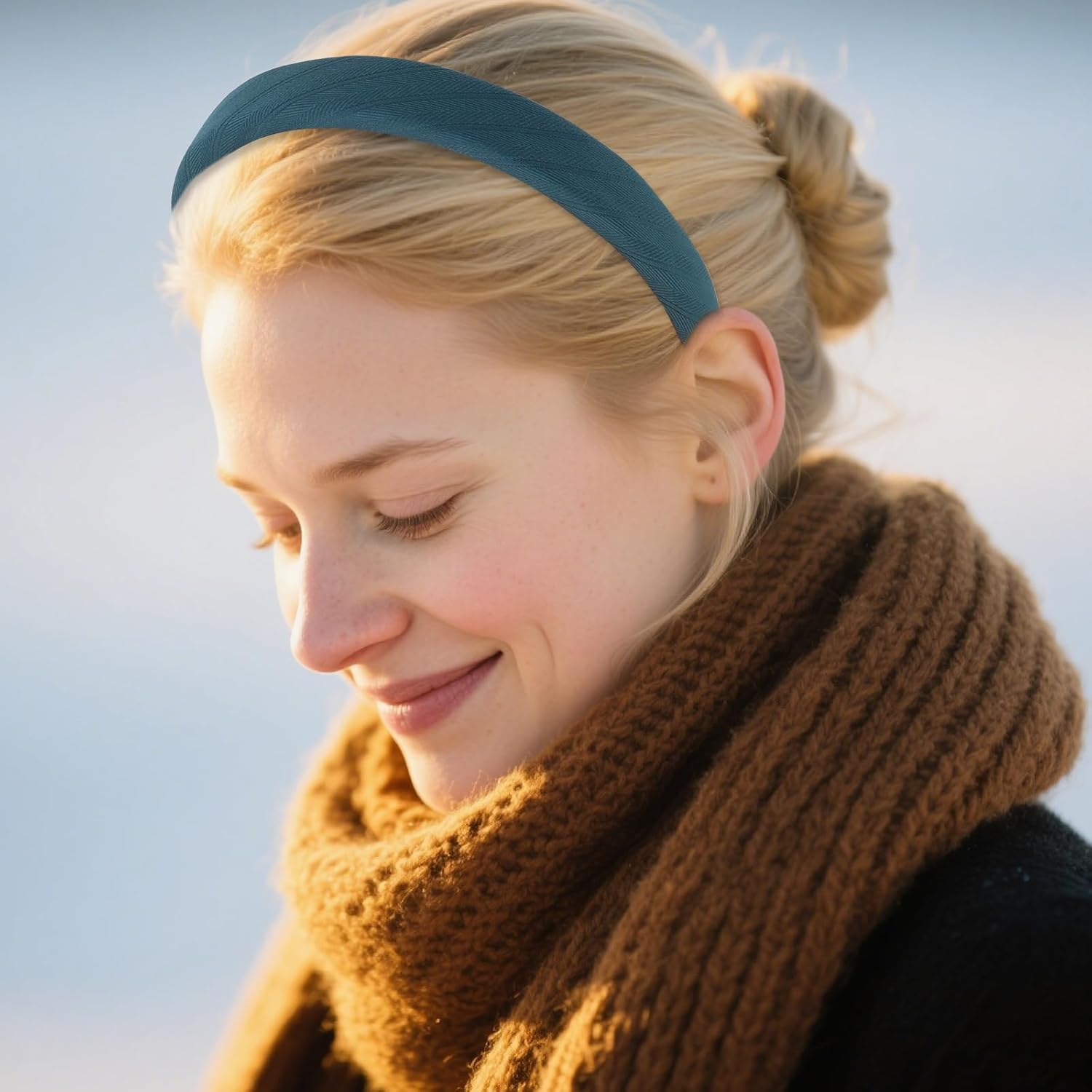 Bumlofa Pack of 5 Plain Flat Headbands for Women, Pastel Tones + Textured Design for Headbands Girls image number 5