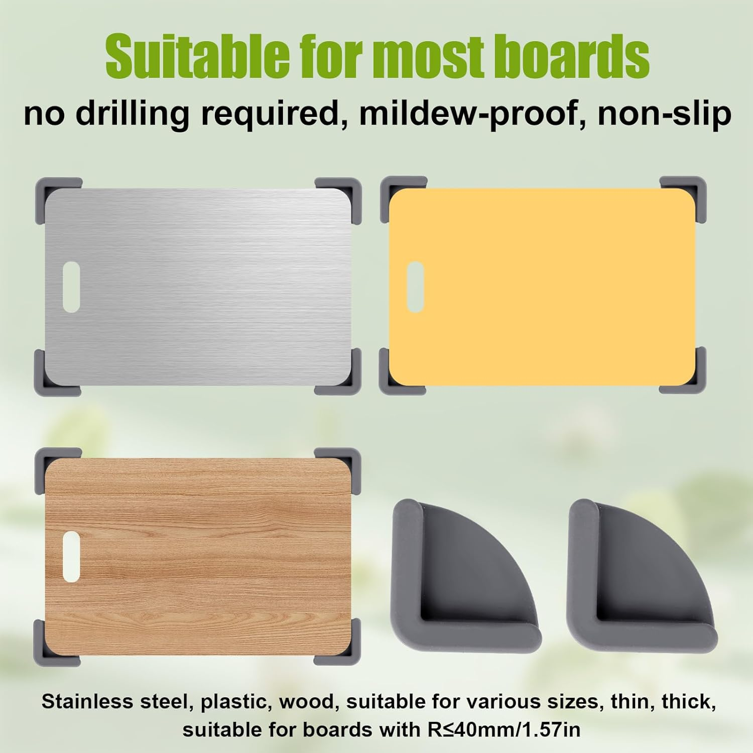 4Pcs Silicone Non-Slip Cutting Board Feet, Removable & Shock-Absorbent Cutting Board Stabilizer Pads for Kitchen Countertop Protection Secure Chopping Housewarming Gift image number 5