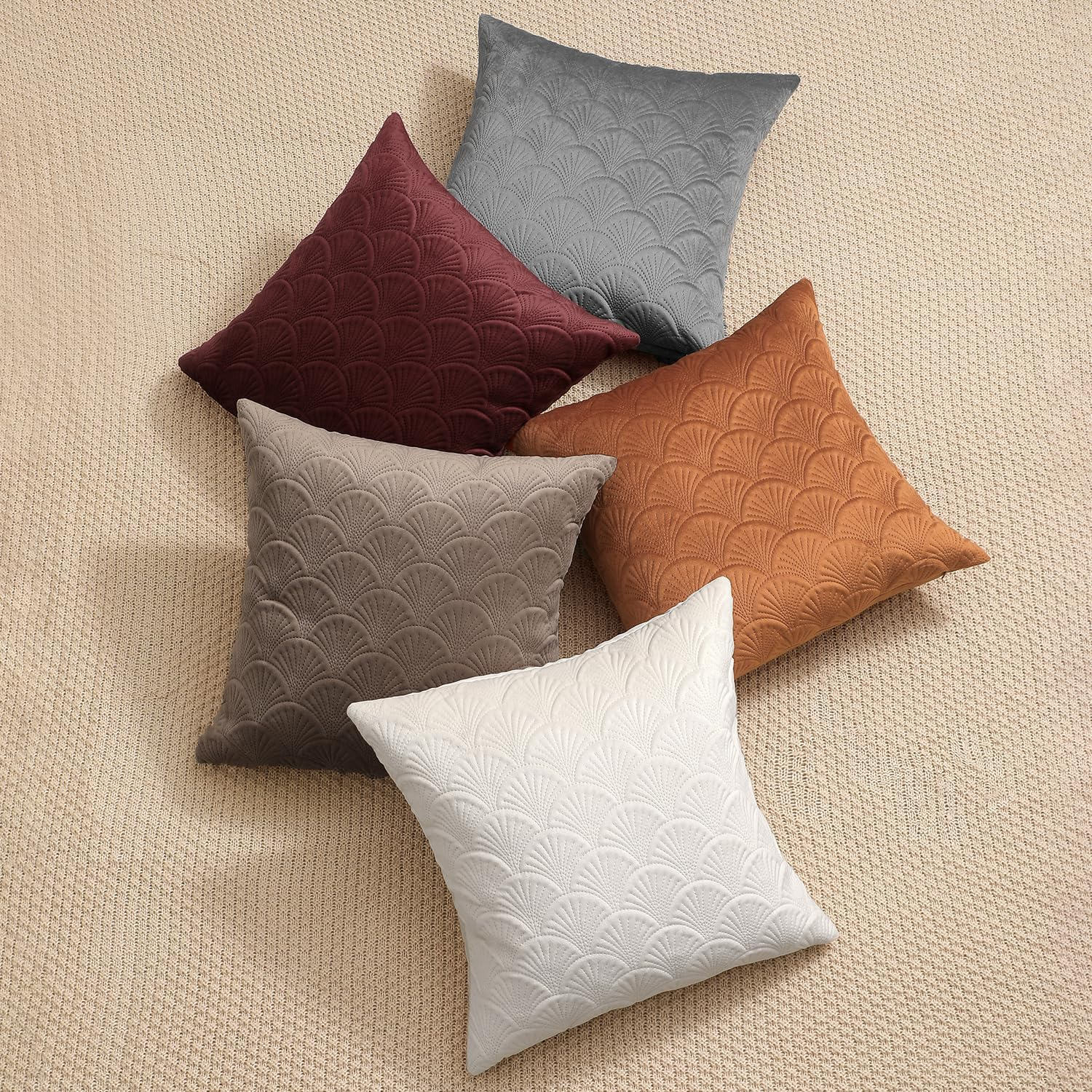 Pack of 2 Velvet Decorative Throw Pillow Covers, Embossed Patterned Couch Cushion Covers Soft Solid Cushion Cases with Invisible Zipper for Sofa Bed Living Room Car Chair Couch Farmhouse Home Decor image number 3