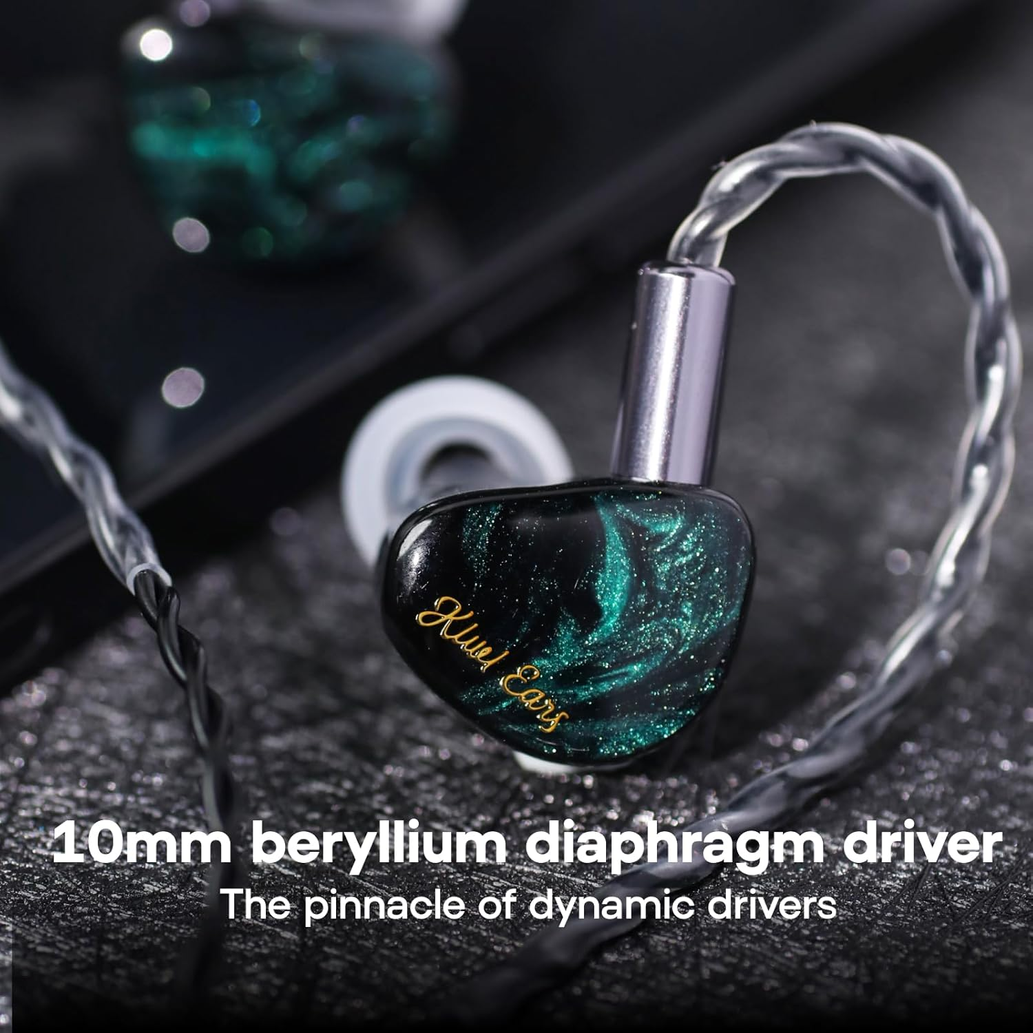 Linsoul Kiwi Ears Cadenza 10Mm Beryllium Dynamic Driver IEM 3D Printed with Detachable Interchangeable Plug 0.78 2Pin 3.5Mm IEM Cable for Musician Audiophile (Green)