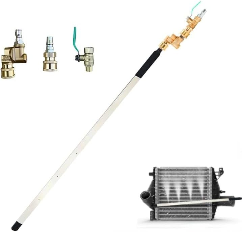 24 Portable Radiator Cleaning Wand, 4500 PSI Radiator Cleaner Tool, Pressure Washer Attachment for Car Truck RV Flush with Water/Air, Gutter & Heater Wash Blower Hose Coolant Sprayer Gun Fin Brush Kit image number 1