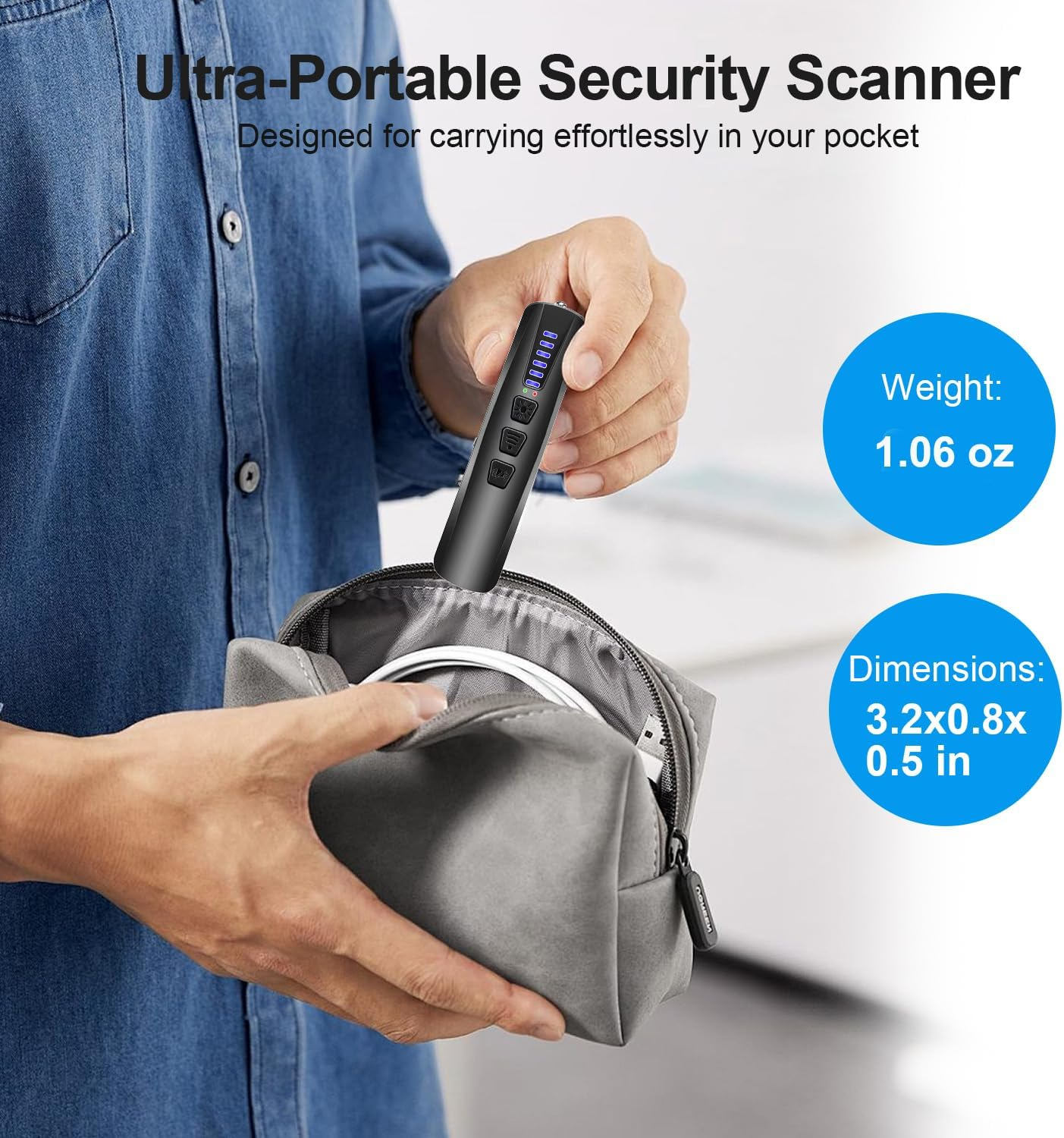 Hidden Camera Detectors,Spy Camera Finder,Gps Tracker Detector,Rf Detector,25H Working Time,Travel-Friendly Size,Hotels,Travel,Home,Office(Black) image number 5