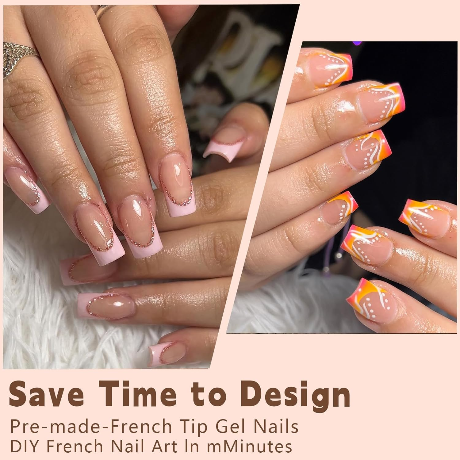 Blue French False Nails, 2 * 240 Pcs Professional Nail Tips, Fake Nails Blue Tip French False Nail Kit, Press on Nails, French Tip Gel for Nail Art DIY, 3D Fake Nail for Women Girls image number 5