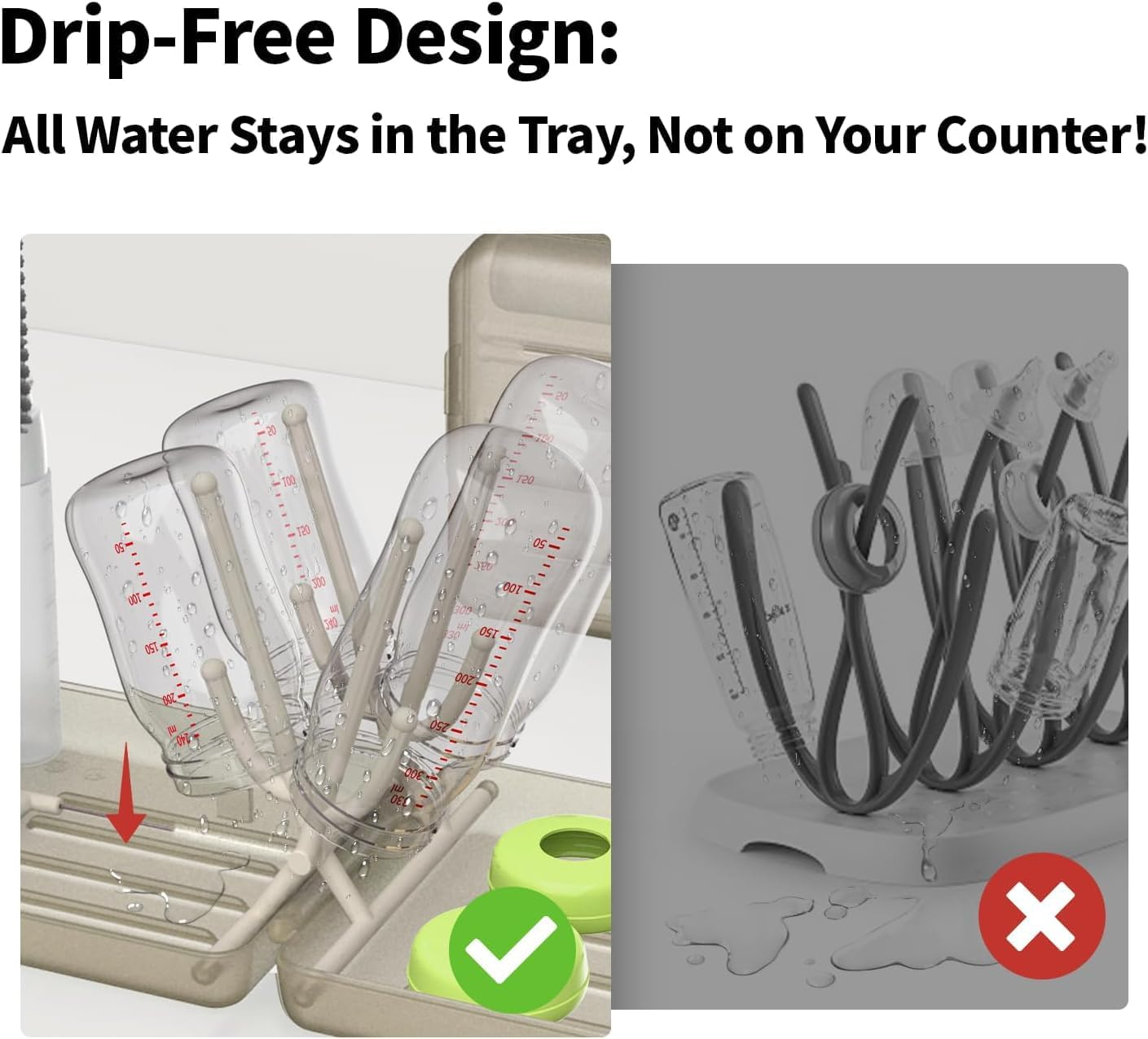 Travel Bottle Brush Set, Auto-Open Rack & Vertical Brushs Drying Slots, 3 Brushes, Foldable Drying Rack, Dispenser, Travel Baby Essentials for On-The-Go Parents, Coffee 1Set