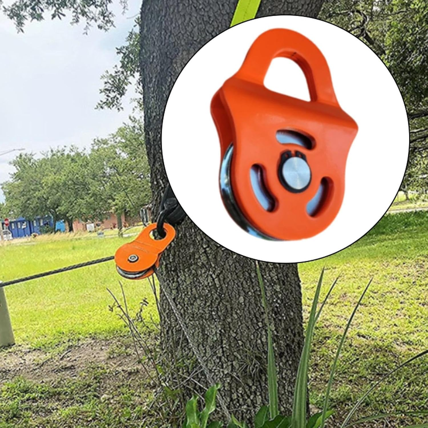 Jicsuxi Winch Snatch Block Heavy Duty 6 Ton Agricultural Recovery Winch Pulley Block Offroad Recovery Accessory, Orange image number 4