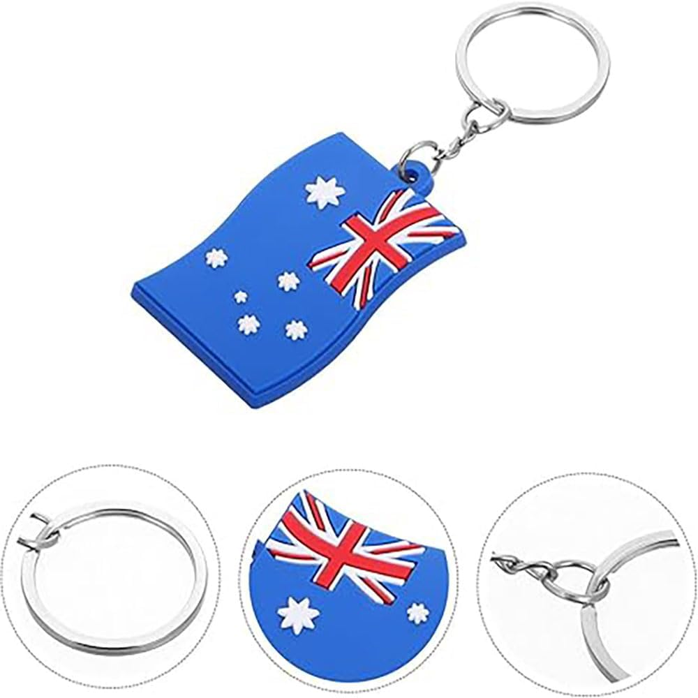 Lyhaogao 5Pcs Australian Flag Key Chain,Cute Soft Rubber Keyring Pendant for Backpack, Handbag Decor, Lightweight Durable Country Themed Accessory,For Travel and Everyday Use image number 4