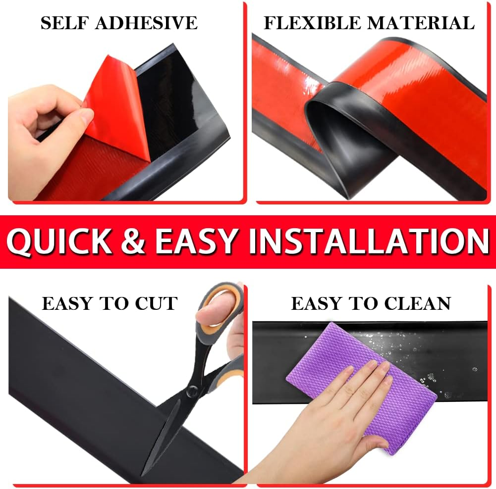 FONUNO Vinyl Wall Base Baseboard Molding Trim 4/'' Flexible Self Adhesive Rubber Wall Base Moulding Trim Peel and Stick Design, 4 Inch X 60 Feet, Black image number 3