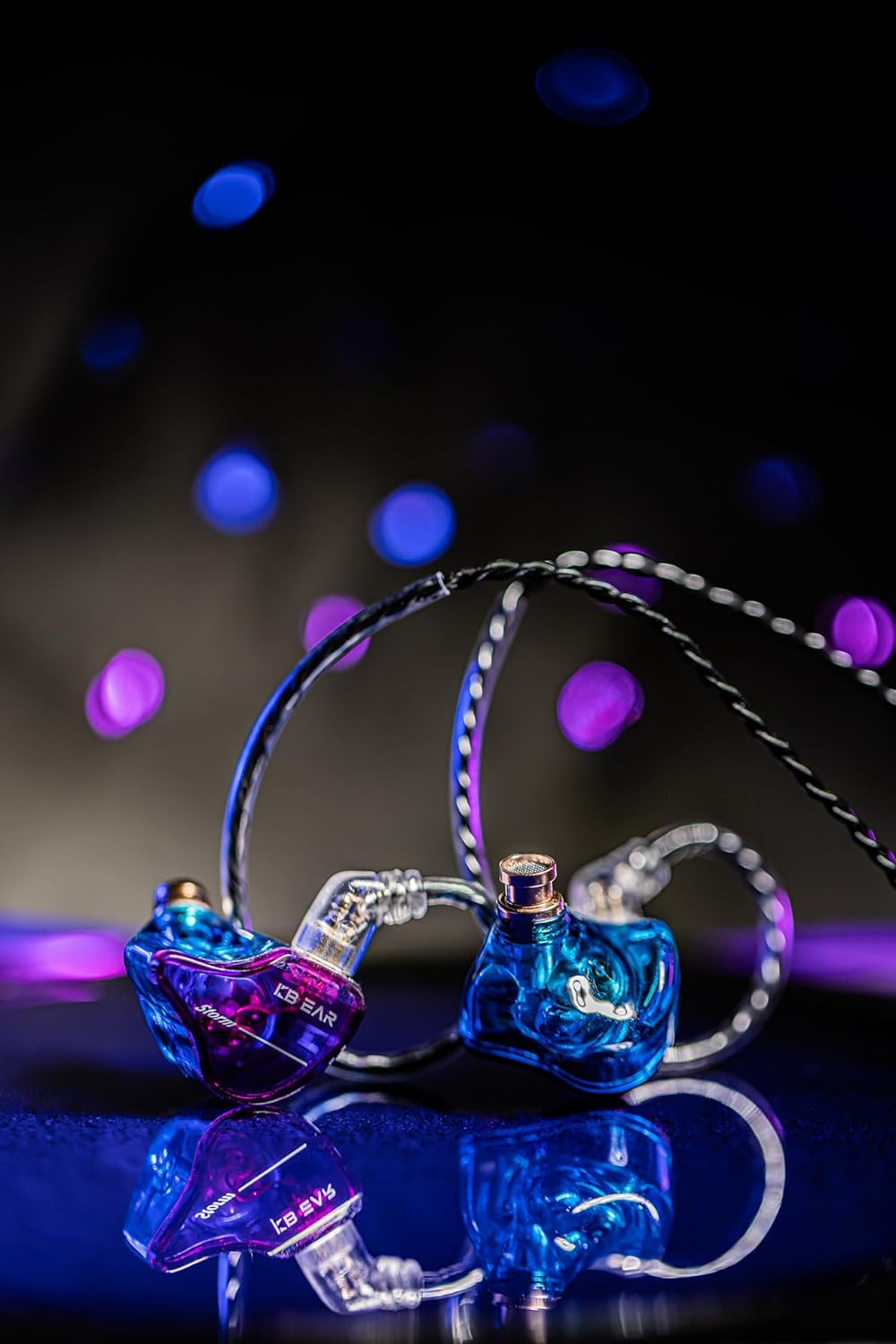 Yinyoo KBEAR Storm Wired Headphones, 10Mm Dynamic Driver in Ear Monitors, Hifi IEM Earphones for Singers Drummers Musicians, Bass, with OFC IEM Cable (Purple Blue, No Mic)
