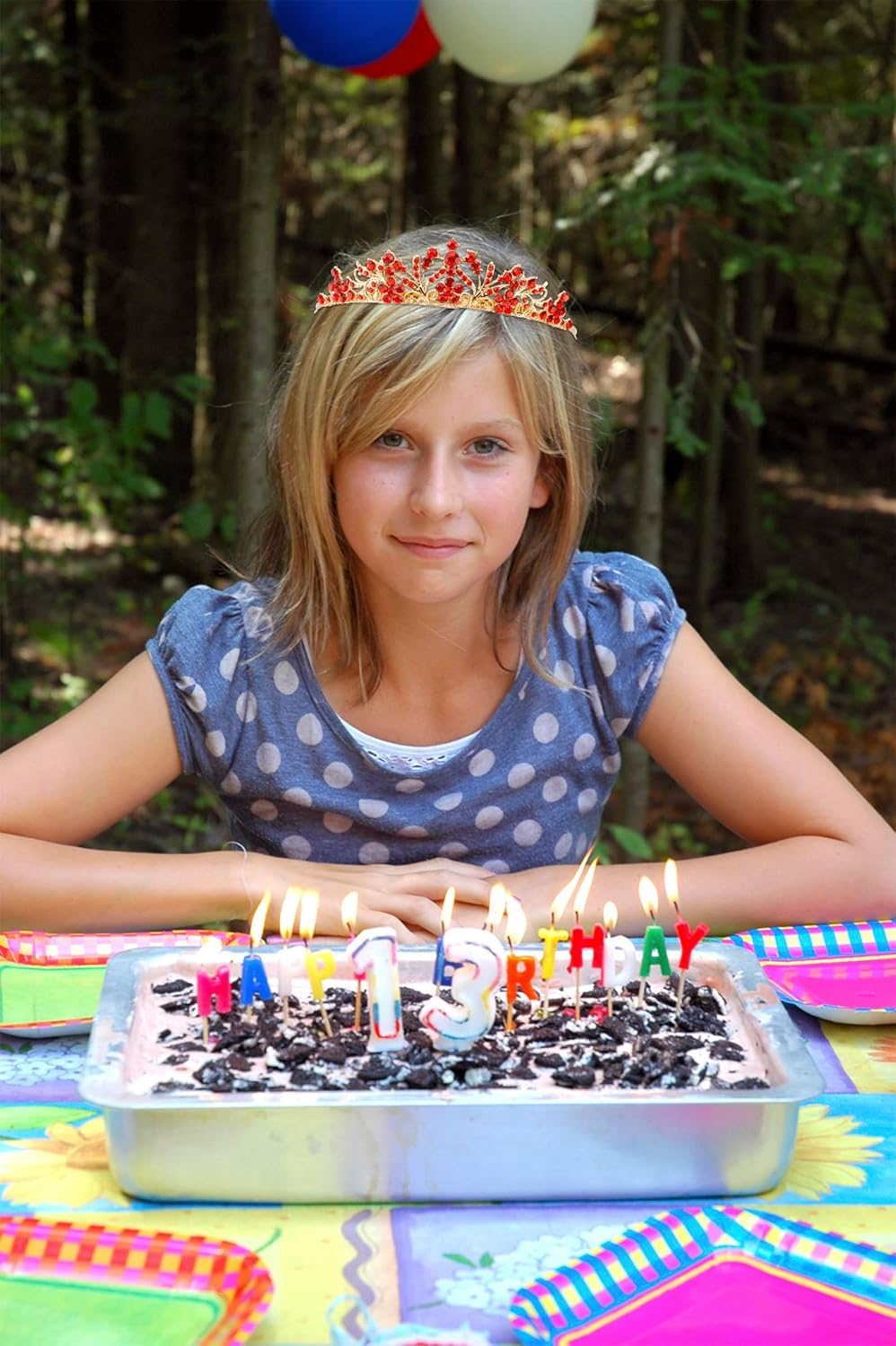 Vovii Tiaras for Girls Princess Crown Headband Birthday Queen Colorful Rhinestone Shiny Multicolor Tiara for Women Princess Decoration - Green image number 2