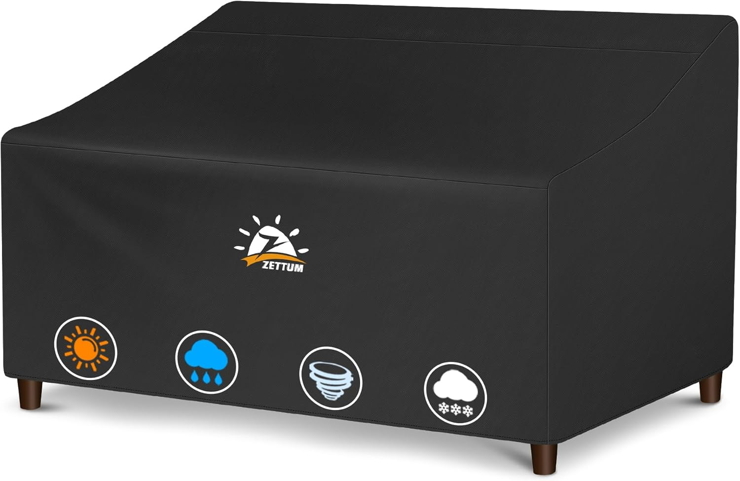 Zettum Patio Loveseat Cover - 600D Outdoor Loveseat Cover 2-Seater Sofa Cover Waterproof & Heavy Duty, Lawn Bench Furniture Covers for Outdoor Seating - 210 X 113 X 88 CM image number 2