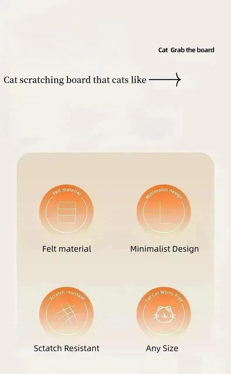 Cat Scratcher, 23 Inch(58Cm) L Shape Cat Scratch Pad Wall Mounted, Cat Scratching Pad with Ball Toy for Indoor Cats, Large Size, Grey, Felt Materials image number 1