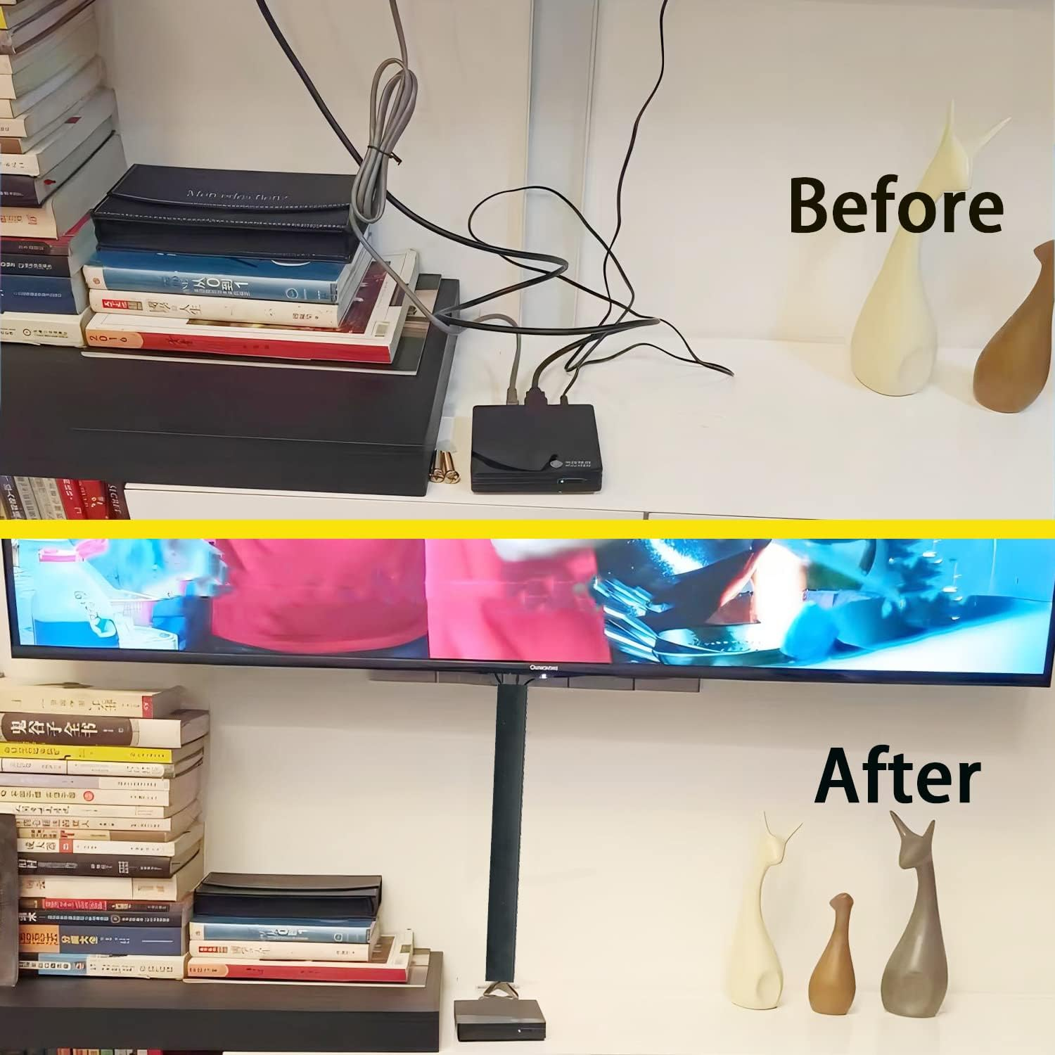 Adyawen 77.5 Inch Cable Management System Kit, Cable Raceway Kit,Open Slot Wiring Raceway Duct with Cover, On-Wall Cable Concealer Cord Organizer to Hide Wires Cords for Tvs, Computers 5X15.5''. Black image number 1