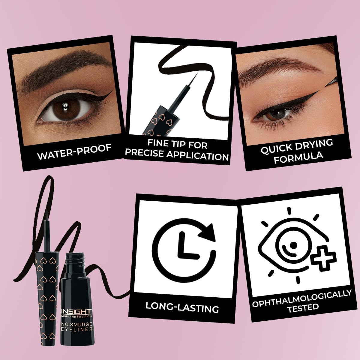 INSIGHT Cosmetics No Smudge Eyeliner Gel Intense Matte Finish Quick Drying Smooth Application Waterproof Smudgeproof,(El-53), 4 Ml (Pack of 1) Black image number 5