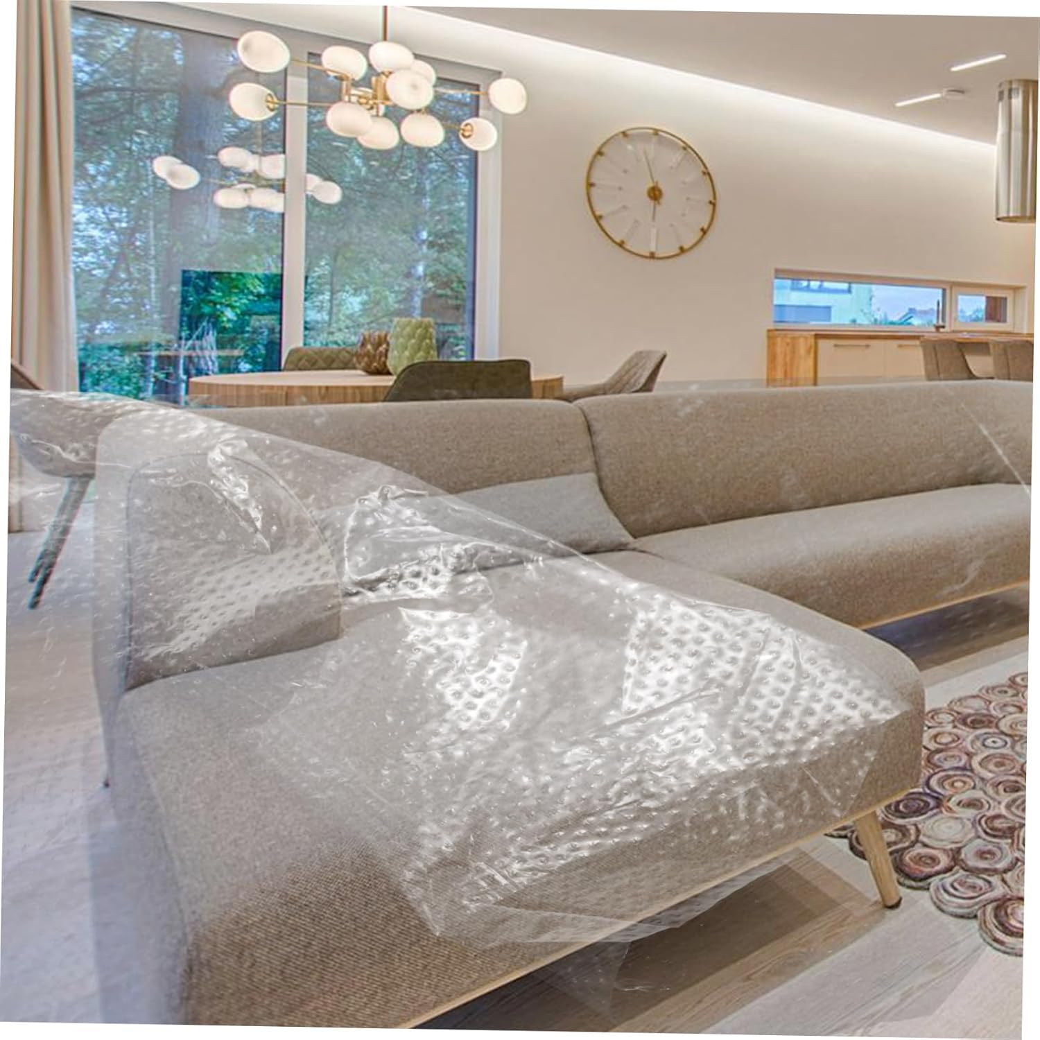 WOONEKY 3Rolls Car Painting Masking Films Automotive Tape Plastic Drop Films for Covering Frames Cars Painters Tape Plastic Cover for Painting