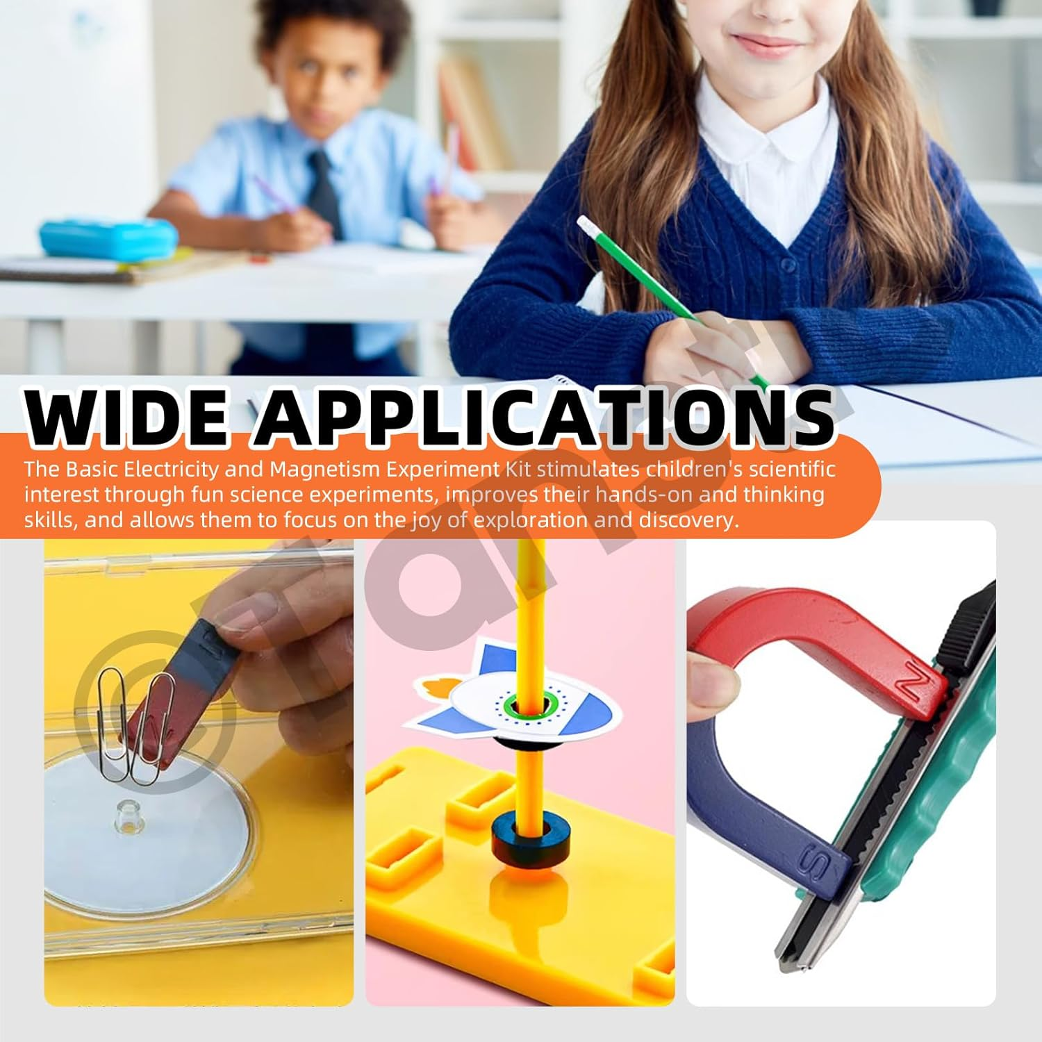 Tanstic 53Pcs Science Magnet Kit Physics Electromagnet Experiment Set Electricity and Magnetism Science Kit Science Magnet Set for Education Science Experiment image number 5