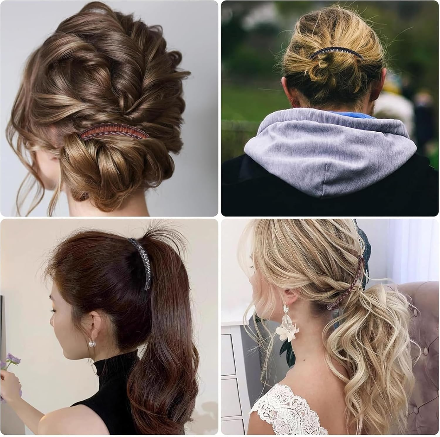 Set of Banana Hair Clips in Black and Brown, Portable Non-Slip Banana Clip, Ponytail Hair Clip for Women and Girls, Thin Thick Hair, Fashionable Hairstyles and Hair Styling image number 4