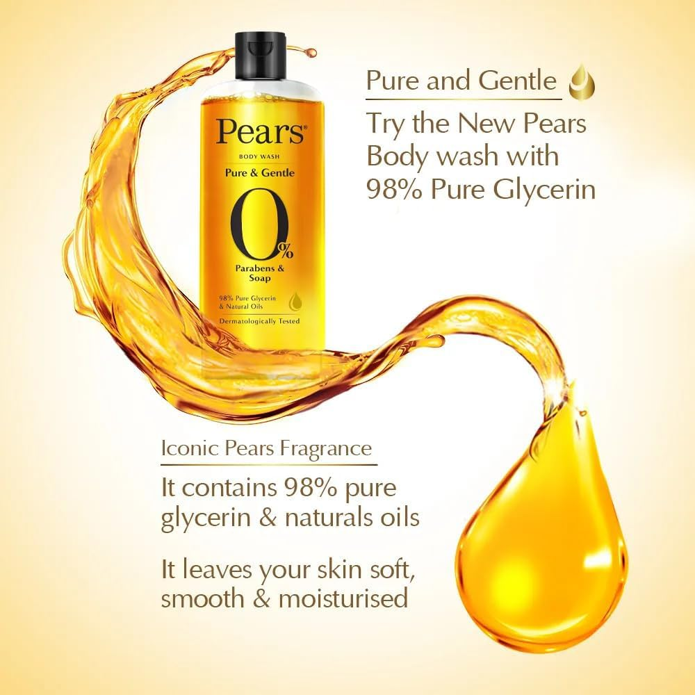 Pears Pure & Gentle Body Wash with 10X More Moisturiser* 250Ml (Pack of 2) image number 1