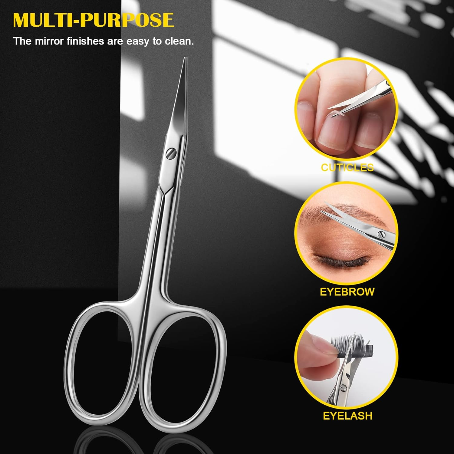 FVION Cuticle Scissors, Cuticle Scissors, Extra Sharp with Curved Edge, Cuticle Scissors Extra Fine for Precise Cuticle Remnants, Cuticle Scissors Made of Stainless Steel, 9 Cm image number 3