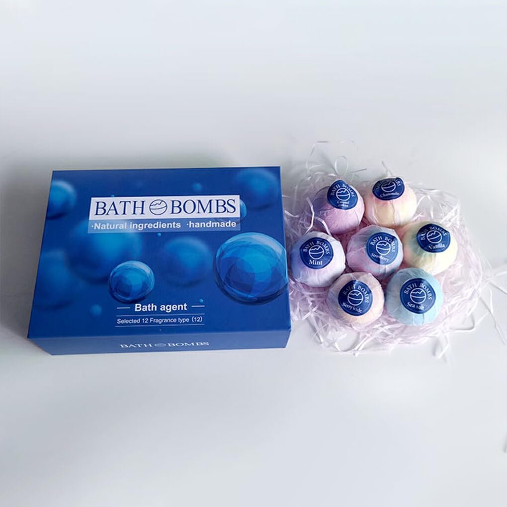 12Pcs/Set Luxurious Bath Set for Women Aromatherapy Spa Essentials Bath Bombss for Women Gifts Bath Bombssfor Kids, Blue