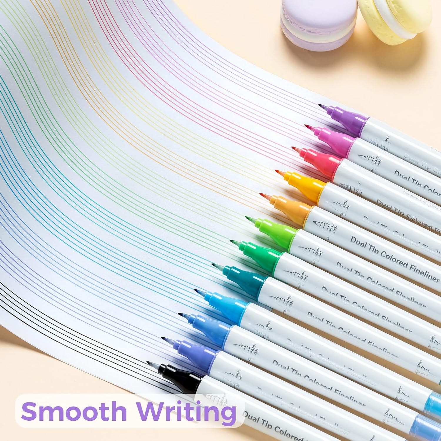 Ohuhu Brush & Fineliner Dual Tips Colored Drawing Pens, 12 Colors Waterproof & Alcohol-Proof Calligraphy Brush Micro Pens for Adults, Artists & Beginners Drawing Sketching Bullet Journal Outlining image number 3