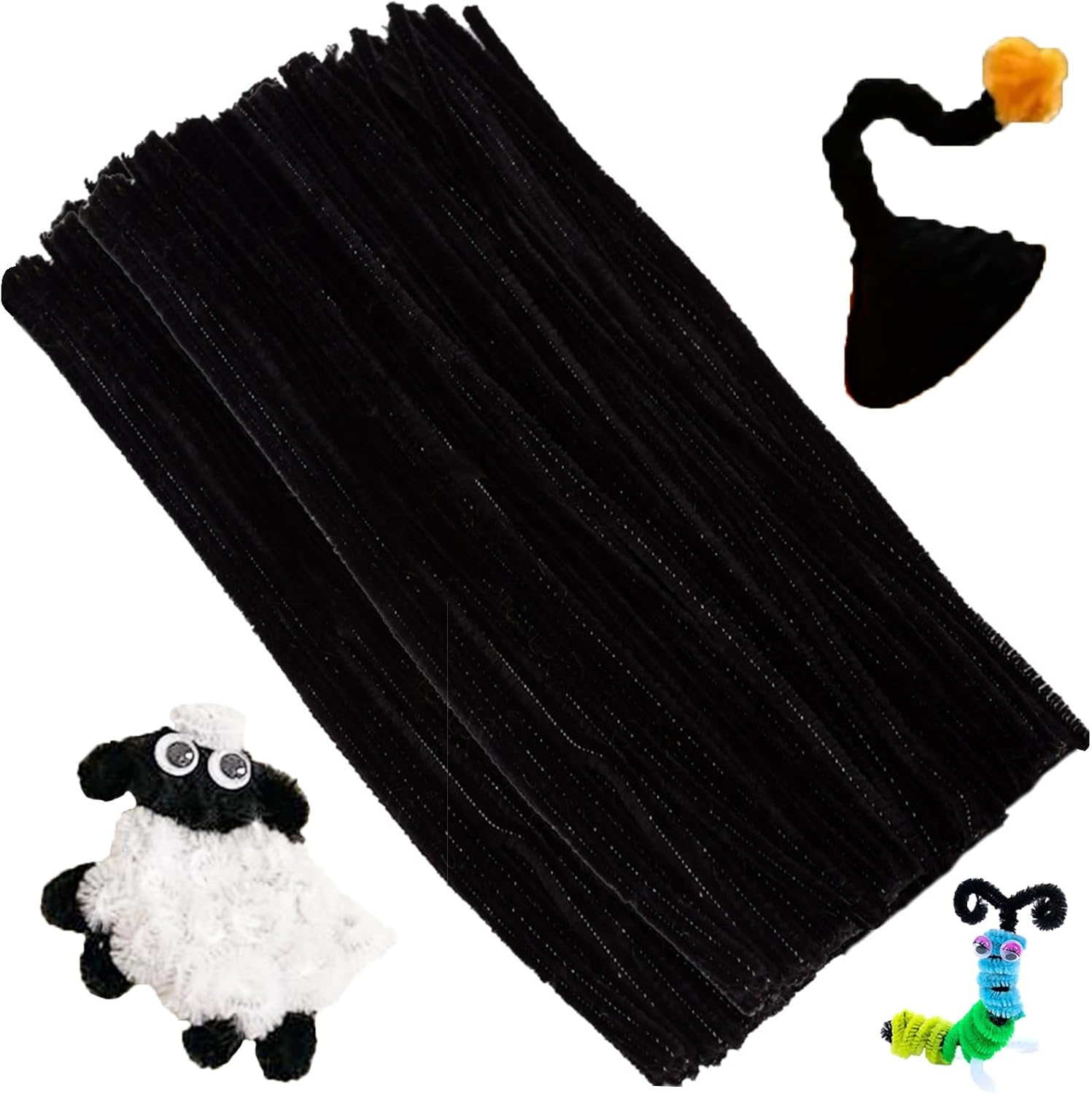 Pack of 100 Pipe Cleaners Chenille Wire 30 Cm Bending Plush Art Pipe Cleaners Colourful Craft Set Bendable DIY Twist Stick Bending Plush Colourful for Crafts and Decorating (White)